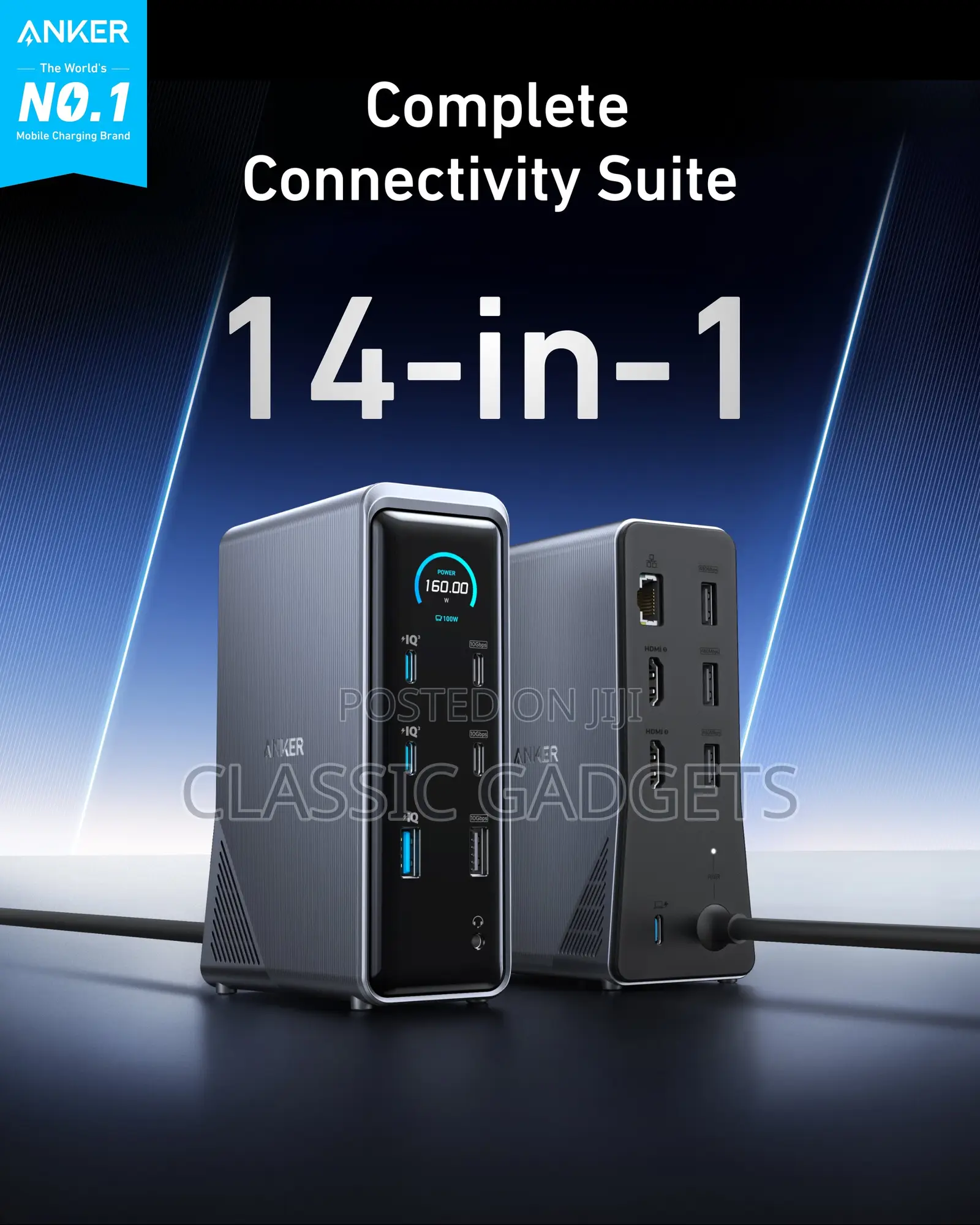 Anker Prime 14-in-1, Dual Display, 160w Charging Docking Station