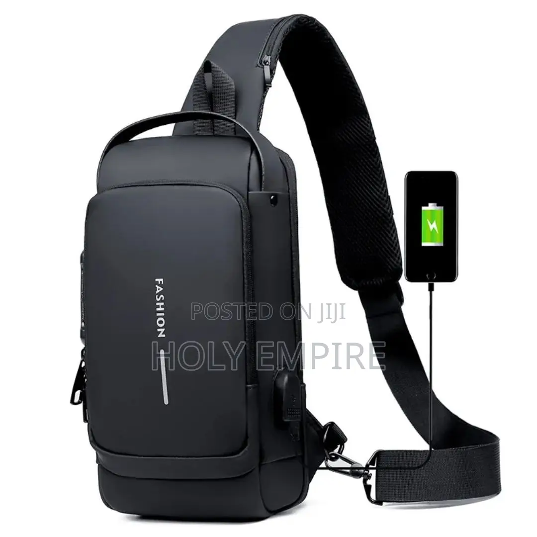 Men Anti Theft Chest Bag Shoulder Bags Usb Charging Crossbody Package