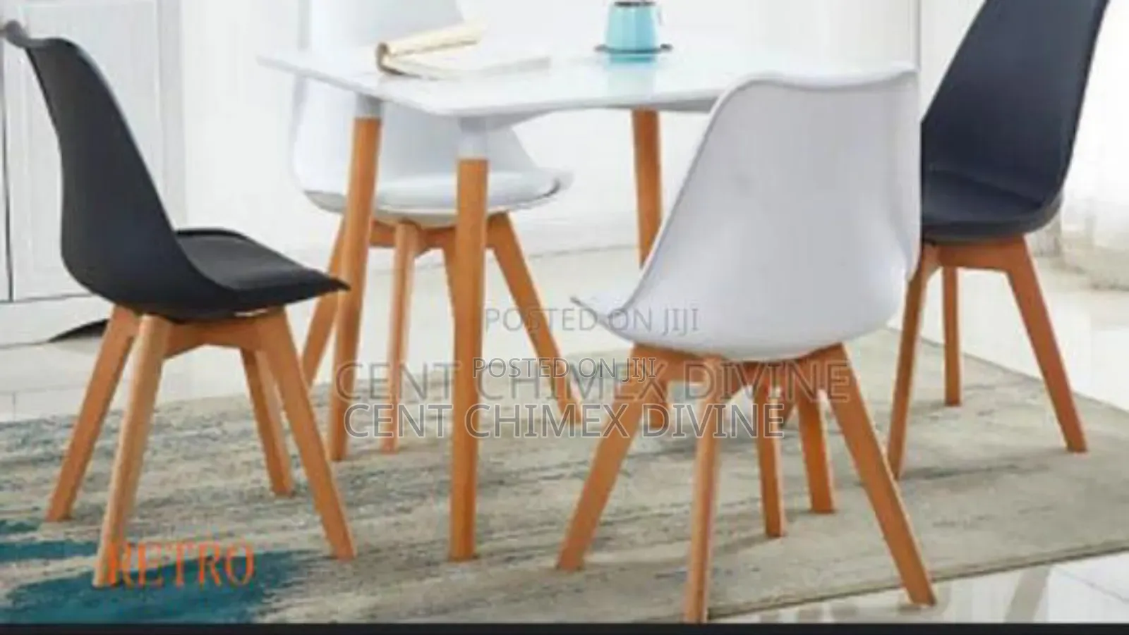 120*80 Wood Top Table With Cross Leg Chairs
