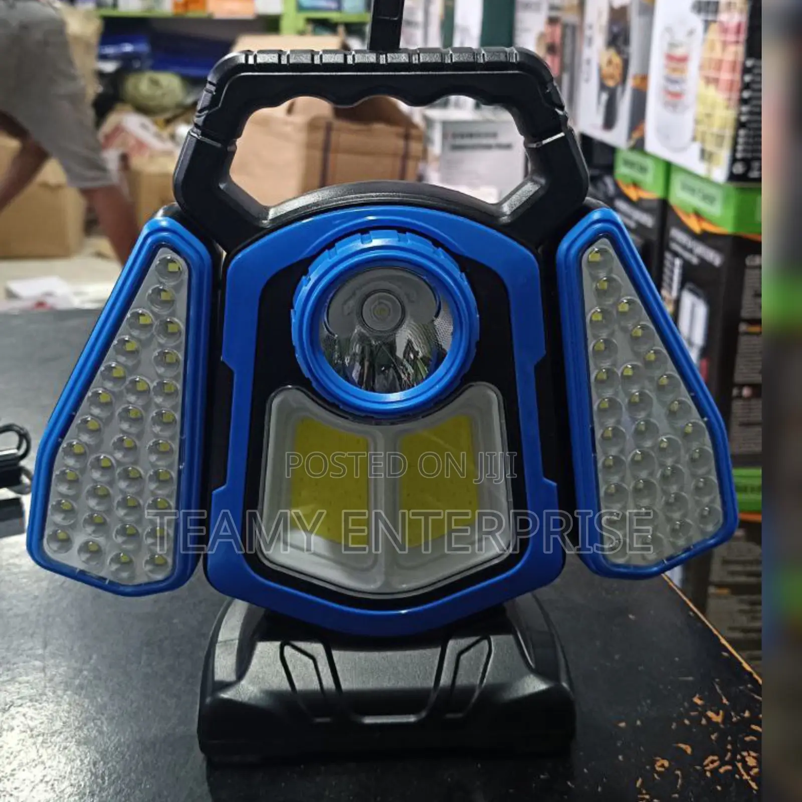 Double Reflection Solar and Electric Rechargeable Lamp With Power Bank