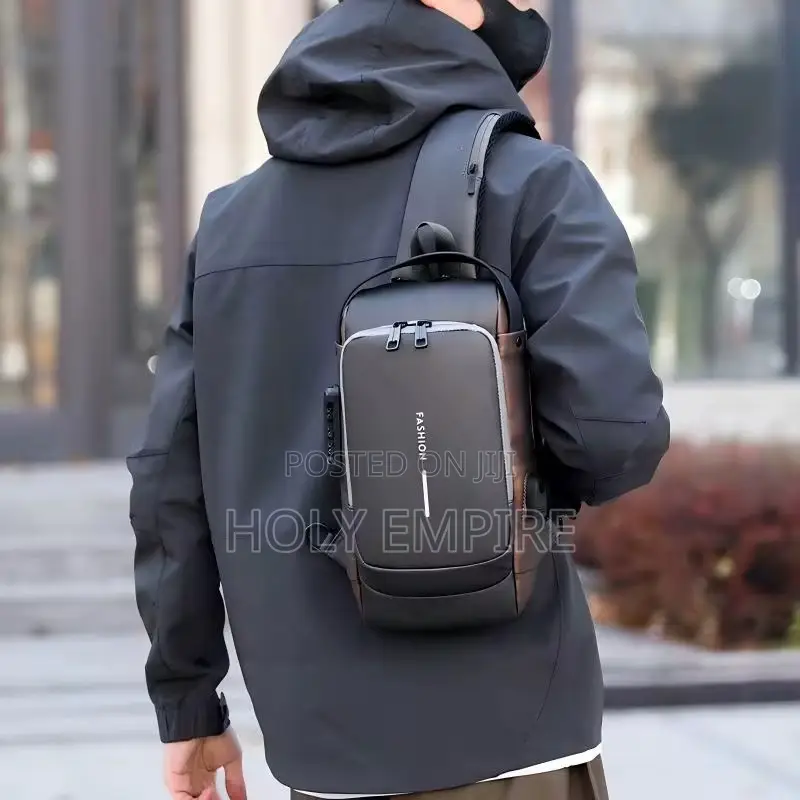 Men Anti Theft Chest Bag Shoulder Bags Usb Charging Crossbody Package