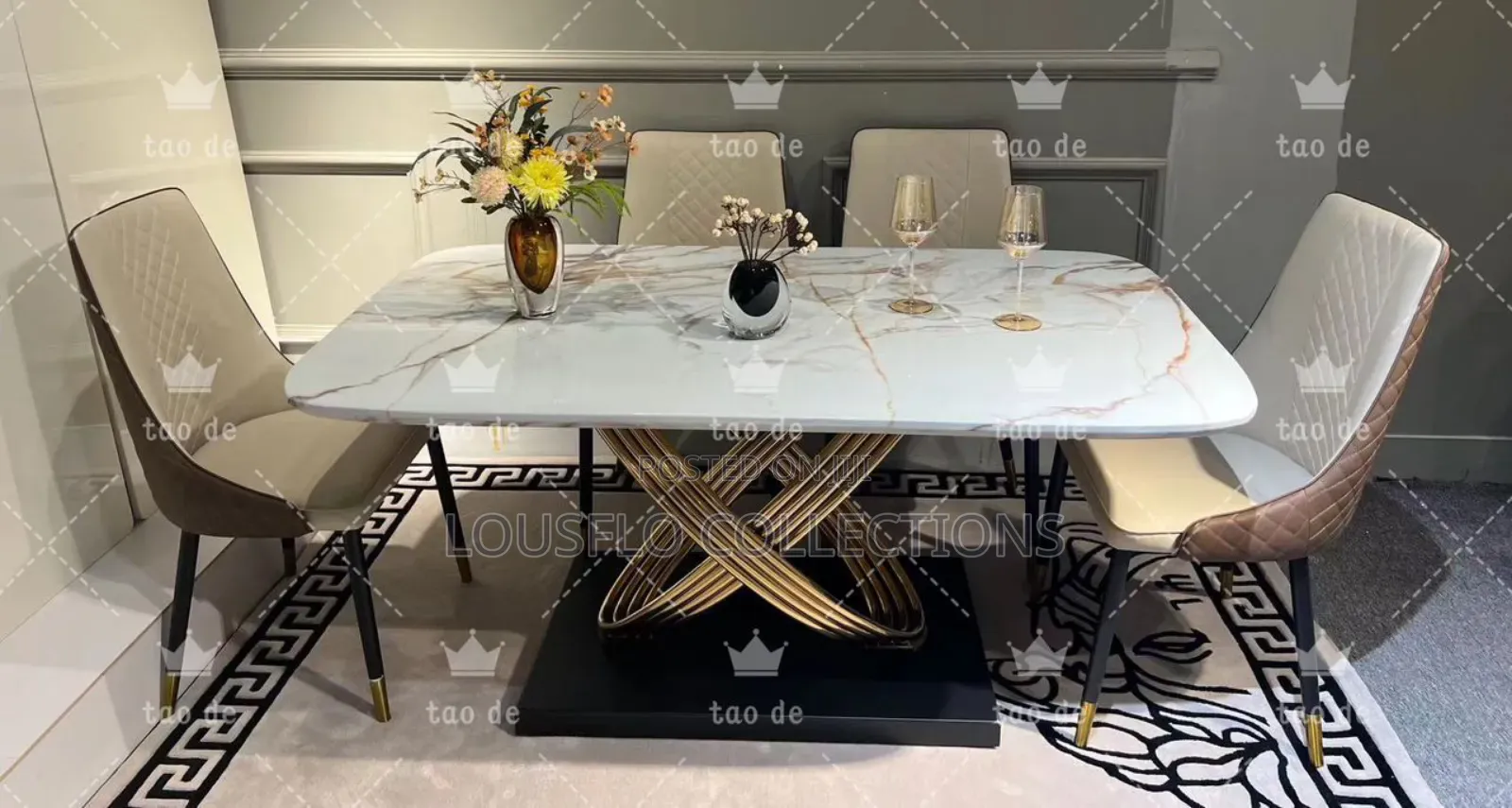 Quality Turkish 6 Seaters Marble Dinning With Executive Leather Chair