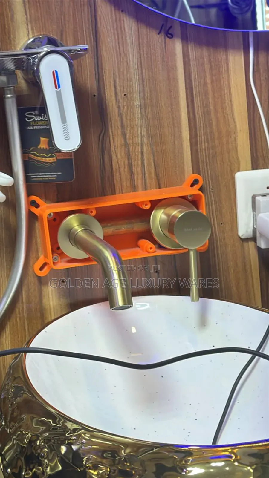 Matte Gold Conduit Basin Mixer Round
