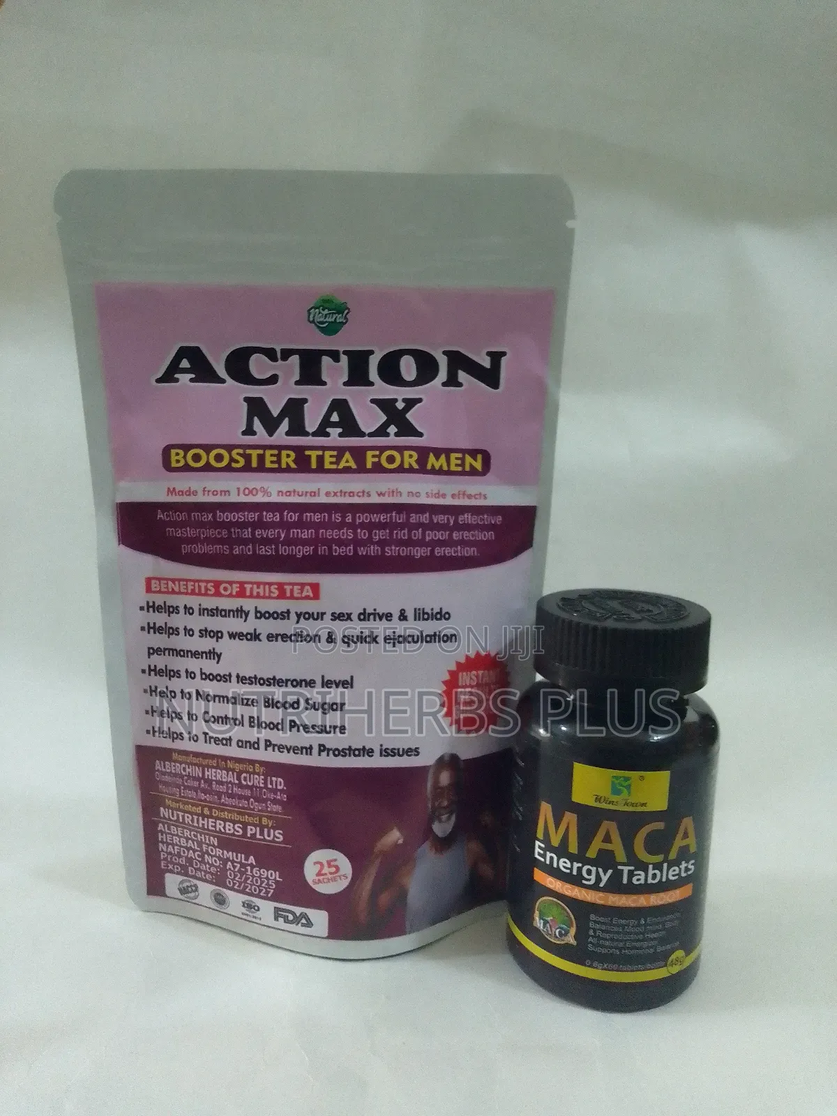 Wins Town Maca Energy Tablets+ Action Max Boosting Tea for Men