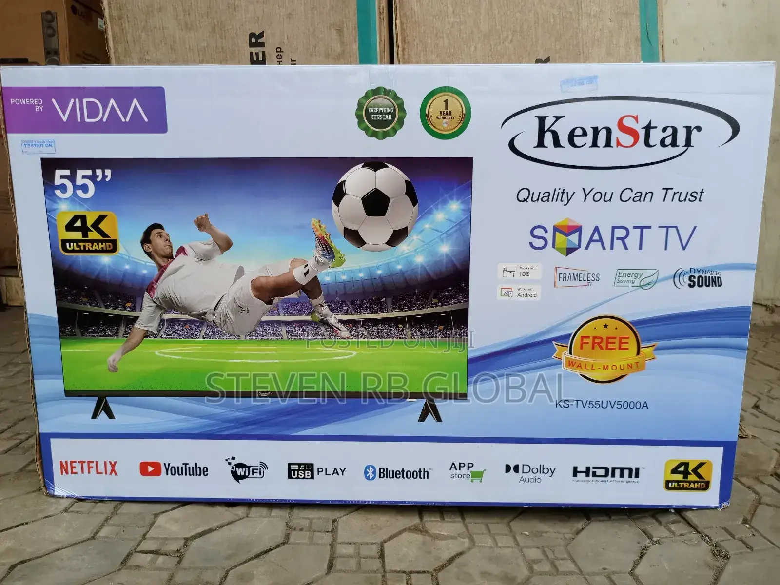 Kenstar 55" Inches Smart Frameless Uhd Tv+Free Wall Bracket