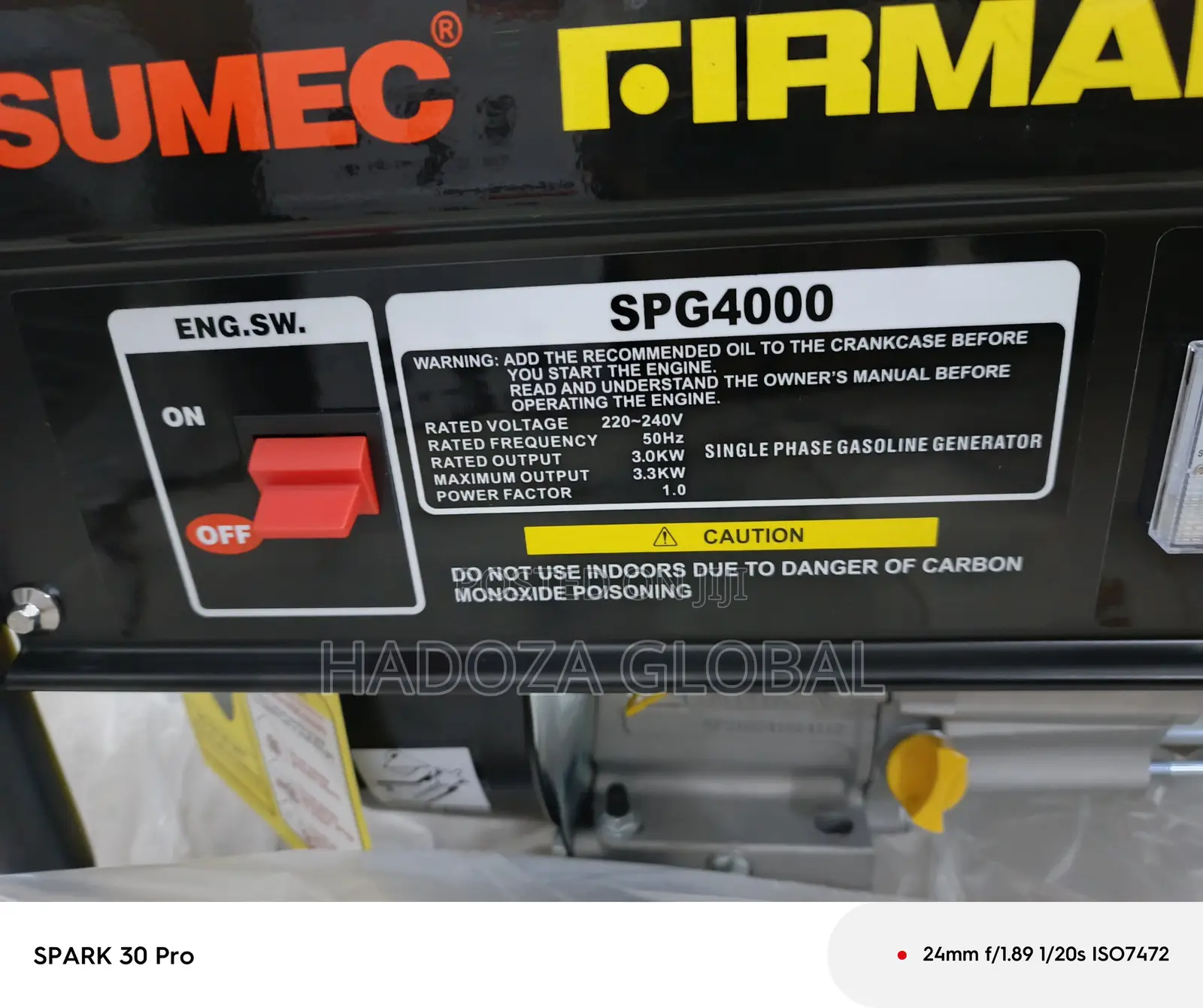 Spg4000 Firman 3.3kva – Copper Generator With Manual Starter
