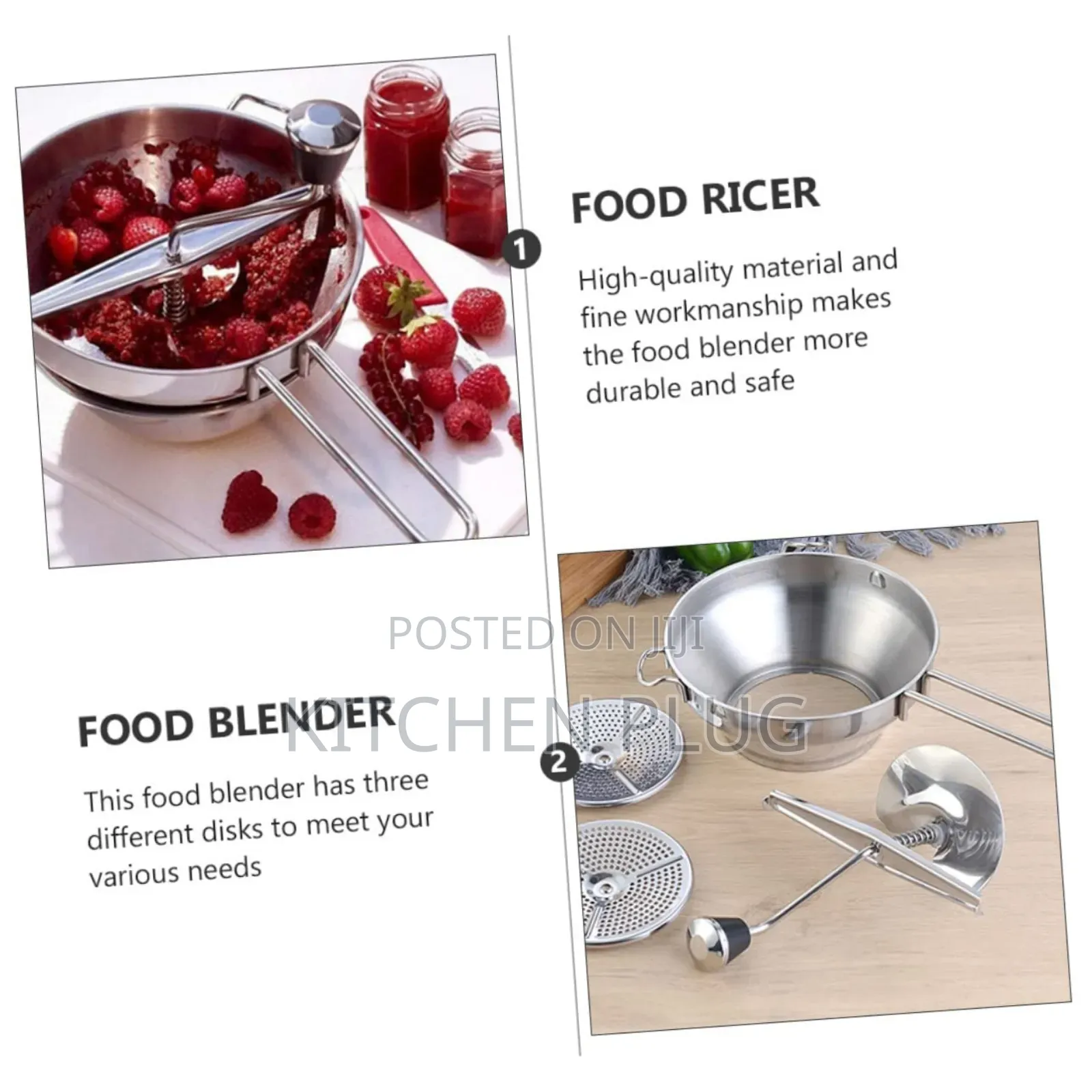 Stainless Steel Potato Ricer, Also Known as a Food Mill or Masher,