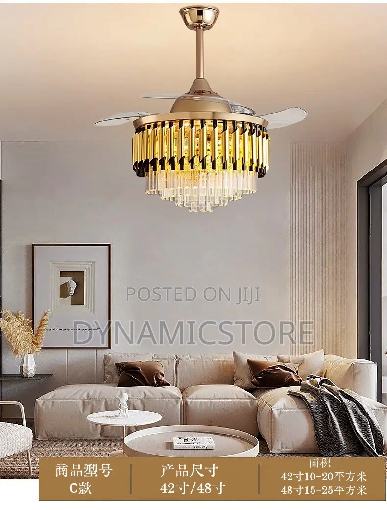 Crystal Chandelier Fan Light