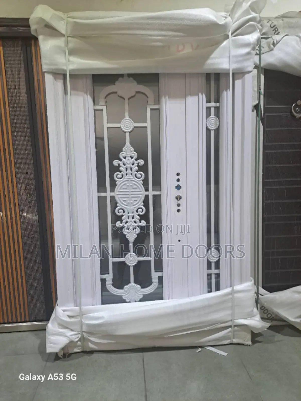 4ft French Glass Ante Room Glass Door Gray and White