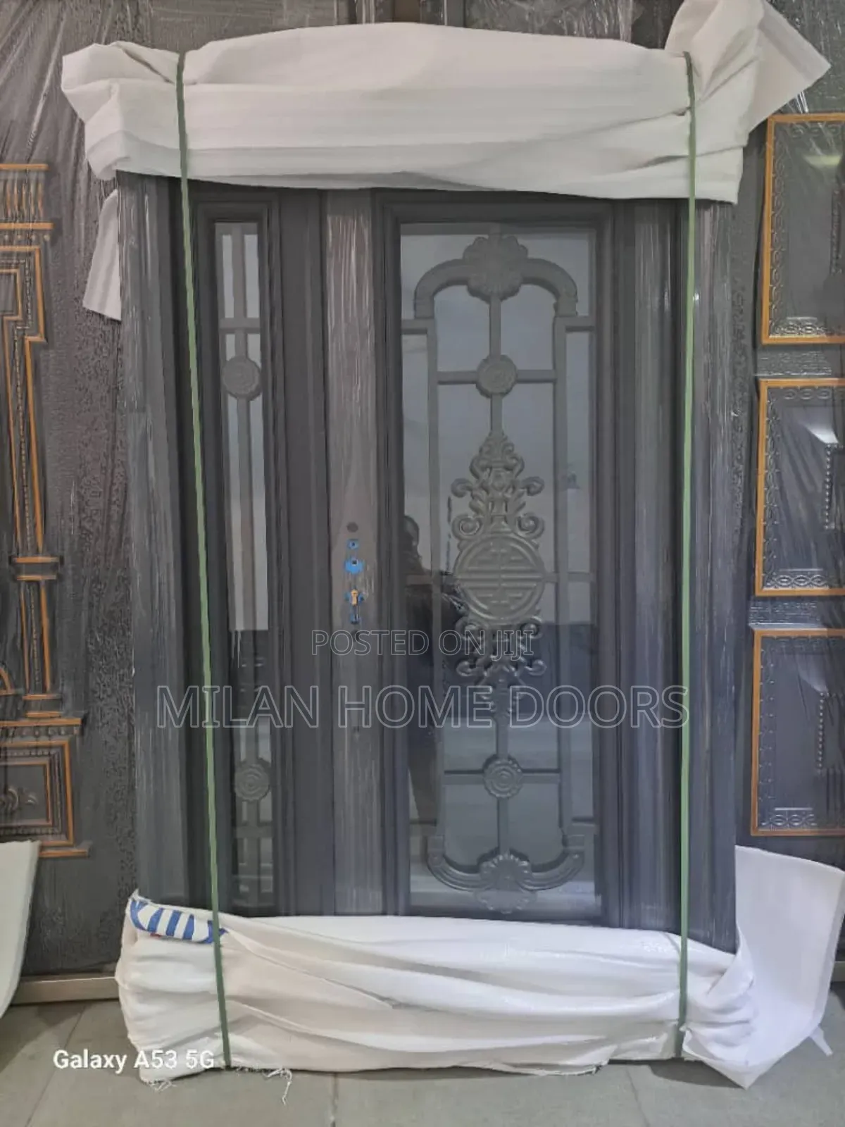 4ft French Glass Ante Room Glass Door Gray and White