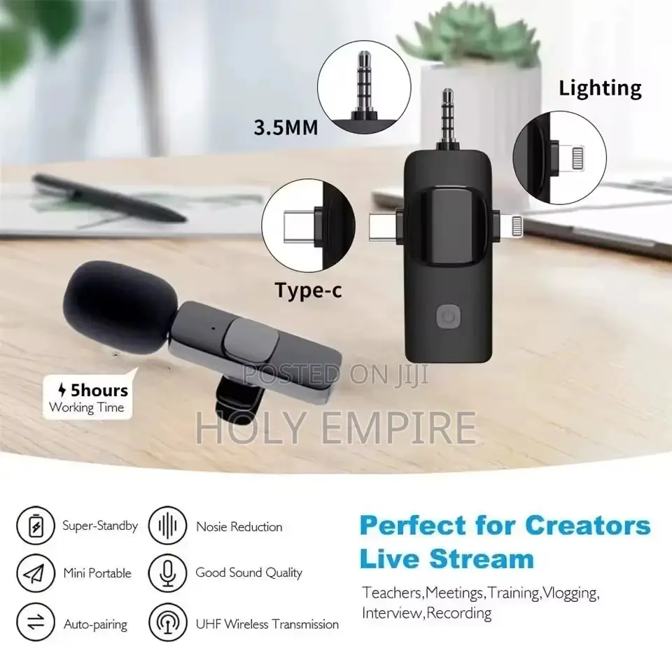 2.4g Wireless Lavalier Microphone 3 In 1 Wireless Lapel Mic For iPhone