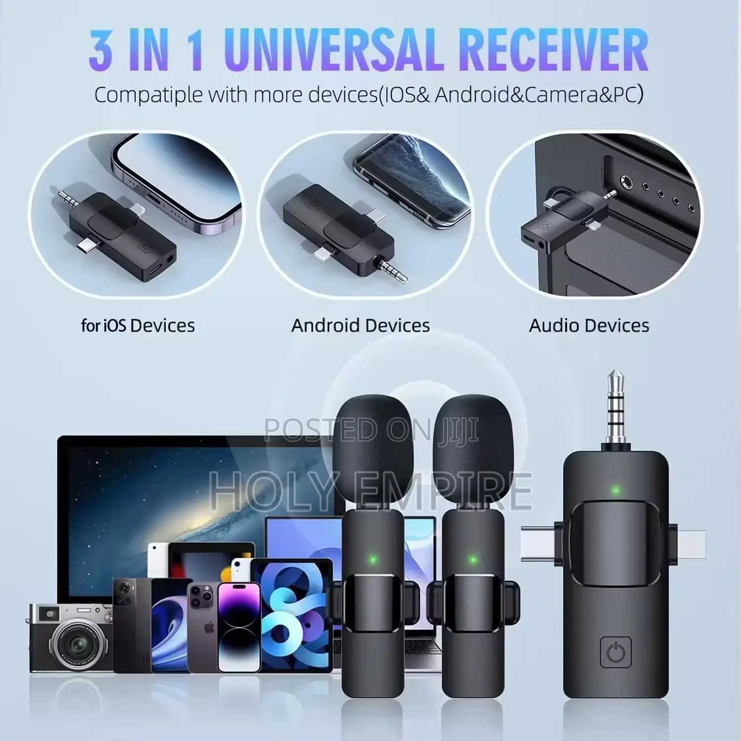 2.4g Wireless Lavalier Microphone 3 In 1 Wireless Lapel Mic For iPhone