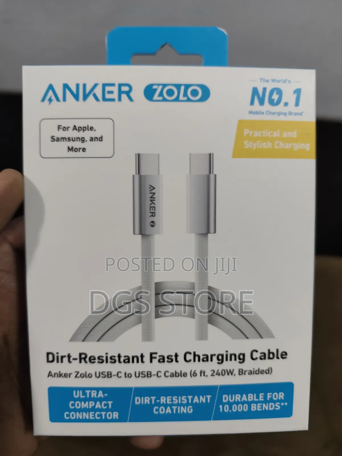 Anker Zolo Usb C to Usb C 6ft 240w Braided Cable