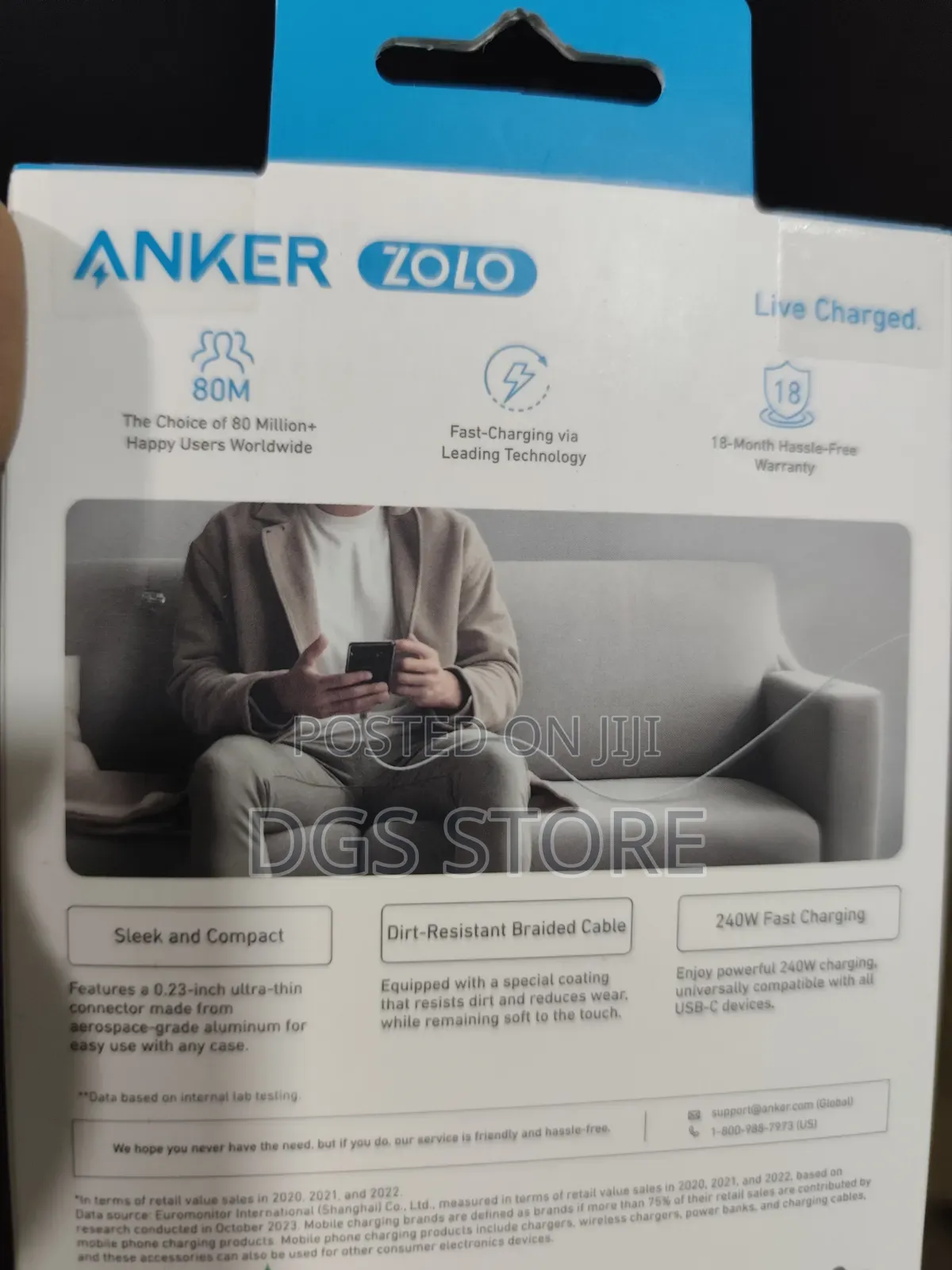 Anker Zolo Usb C to Usb C 6ft 240w Braided Cable