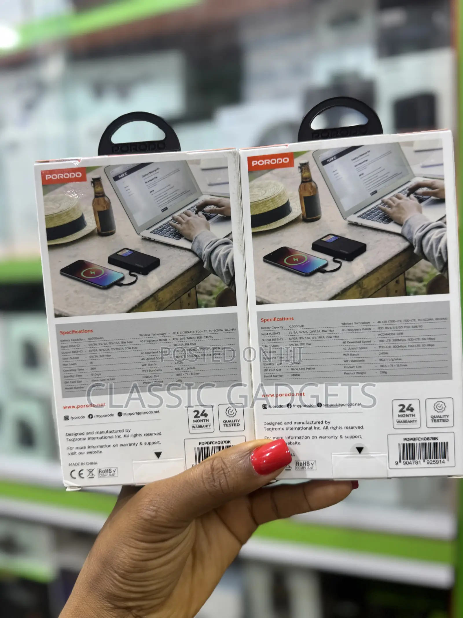 Porodo 4g Lte | Wifi 6 Pocket Router With 10000mah Power Bank