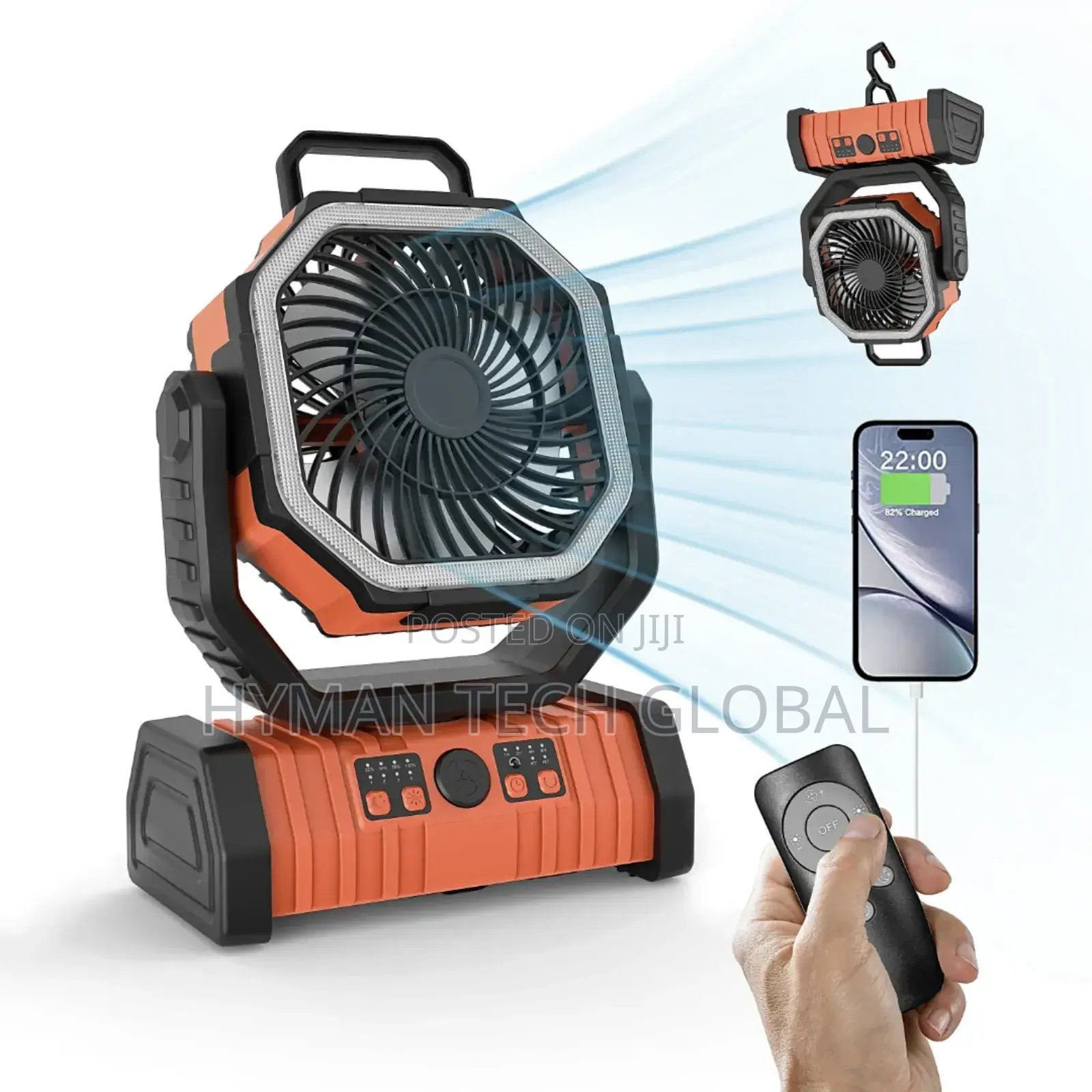 20,000mah Portable Rechargeable Fan With Led Light