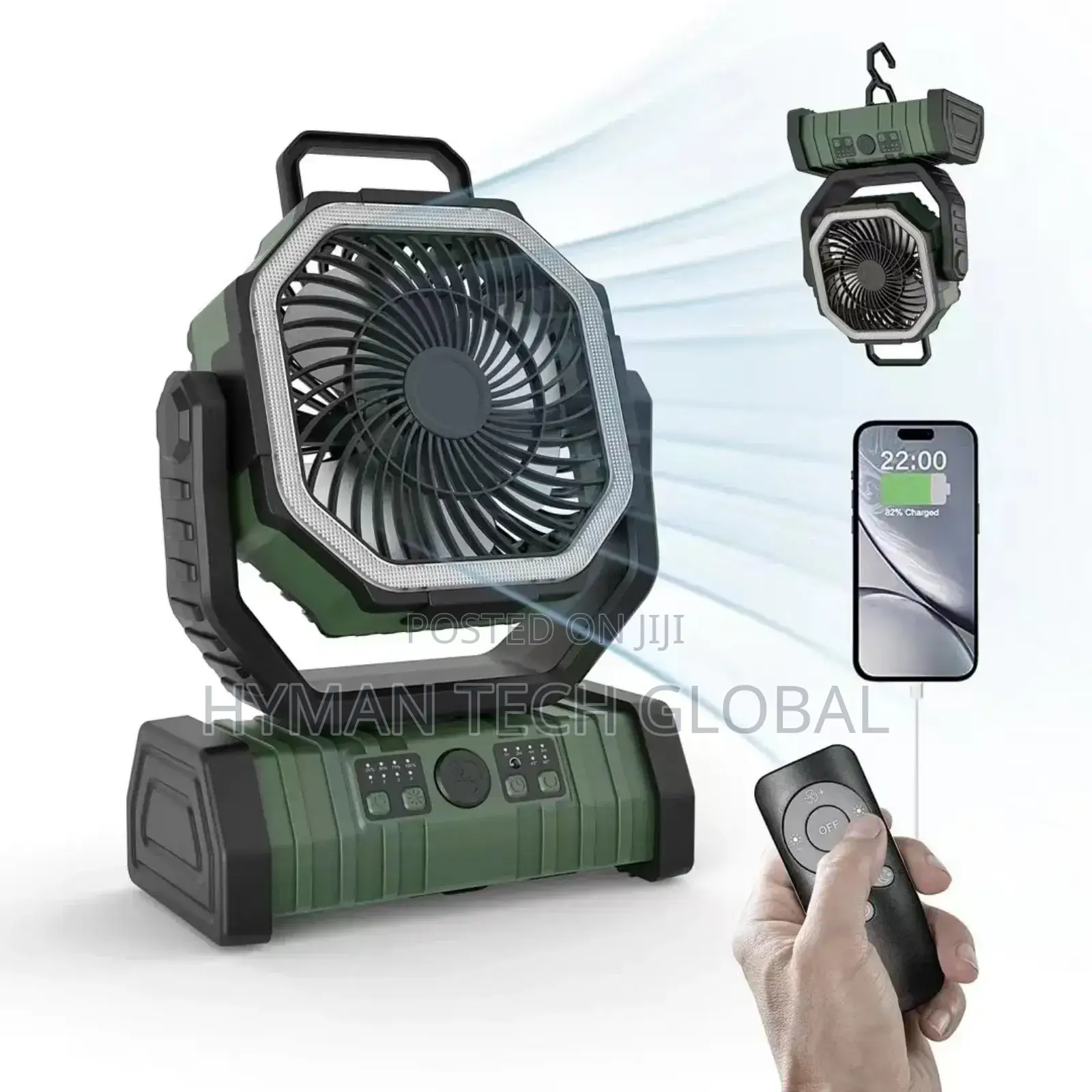 20,000mah Portable Rechargeable Fan With Led Light