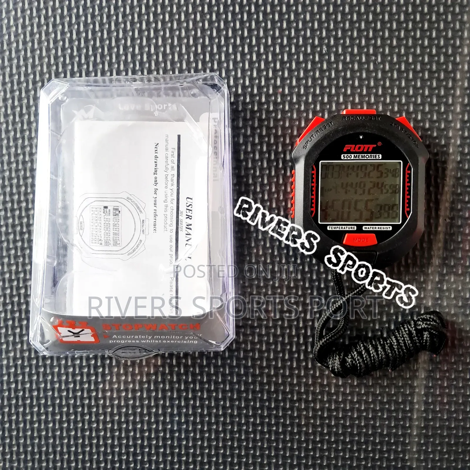 Flott Stop Watch 500 Memories 3 Lines Display Professional Stopwatch