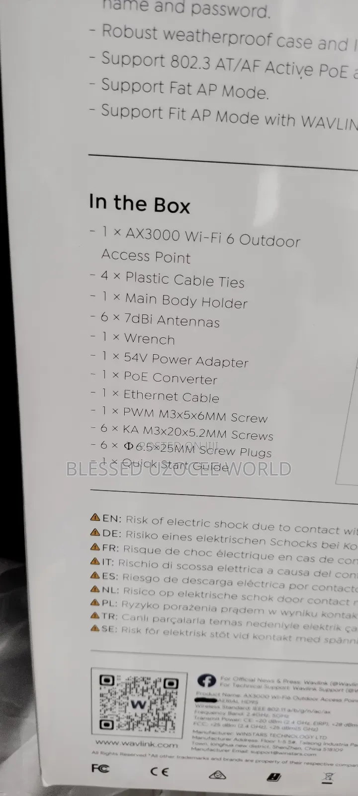 Wavlink Ax3000 Dualband Wifi6 Outdoor Wireless Access Point Radio Mesh