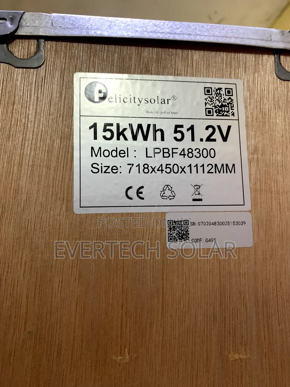 15kwhs Felicity Lithium Battery 51.2v 300a
