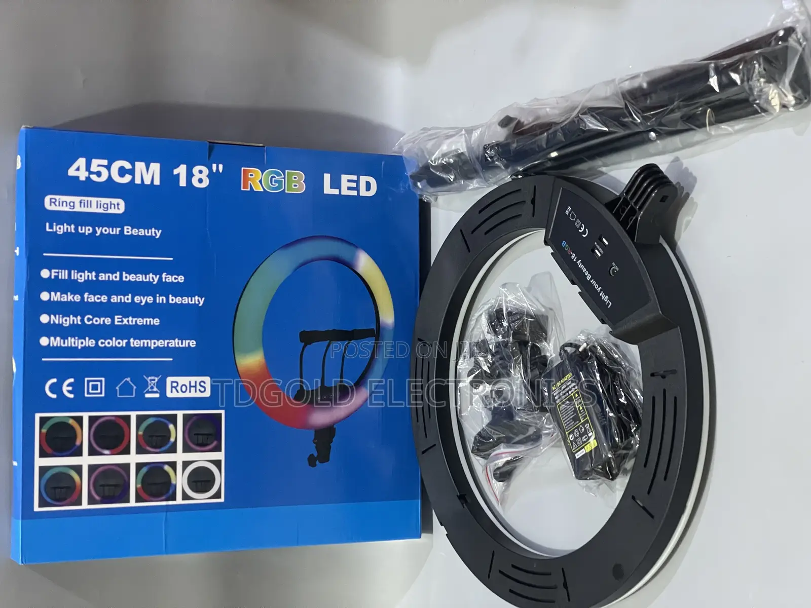 18 Inchs Ring Light With RGB Light Tripod Stand