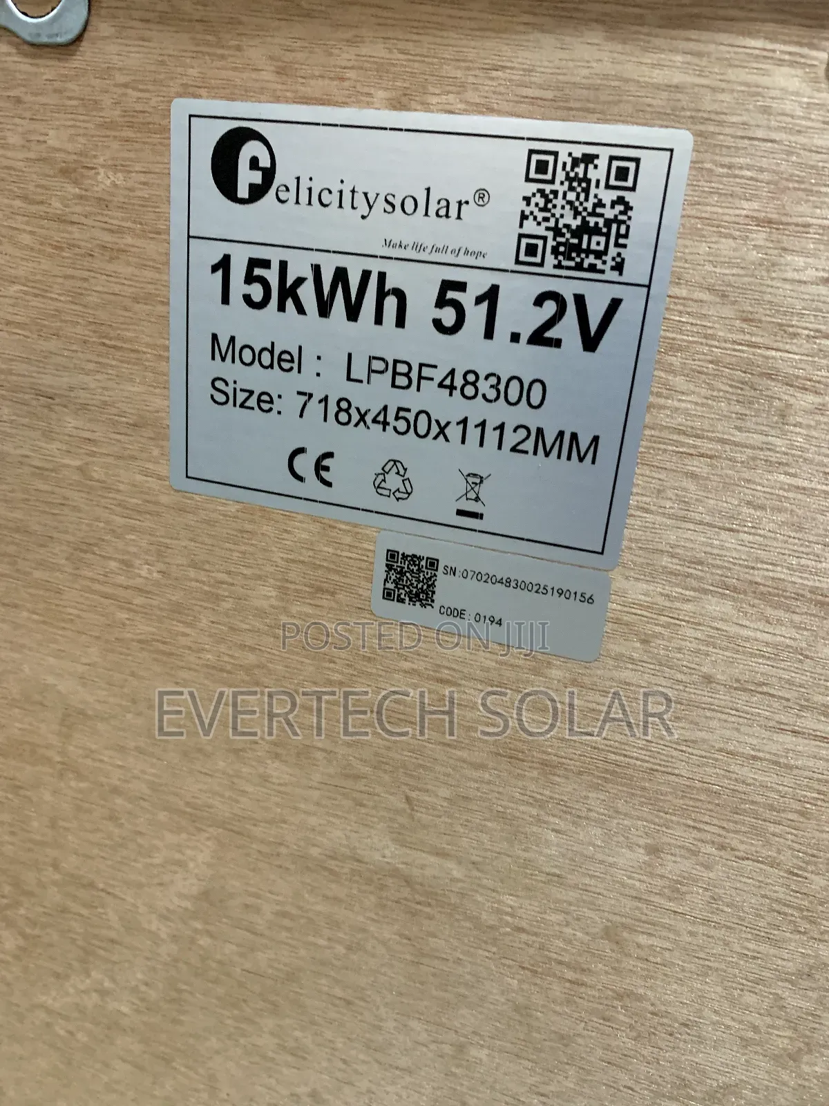 15kwhs Felicity Lithium Battery 51.2v 300a