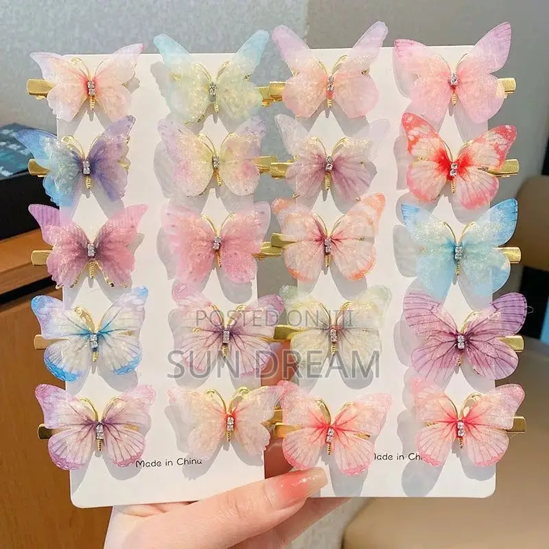 6 Pairs Butterfly Pin Colourful Hairpin Butterfly Design Decoration