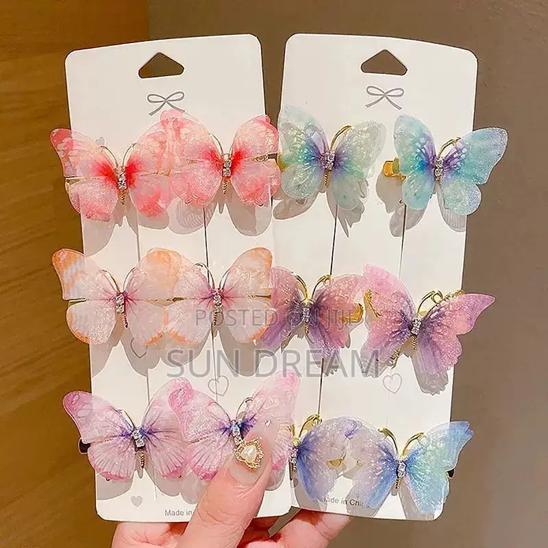 6 Pairs Butterfly Pin Colourful Hairpin Butterfly Design Decoration
