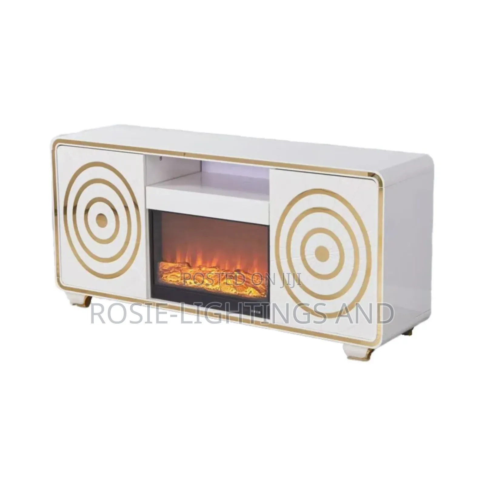 Tv Stand With Electric Fire Display - Beige Color