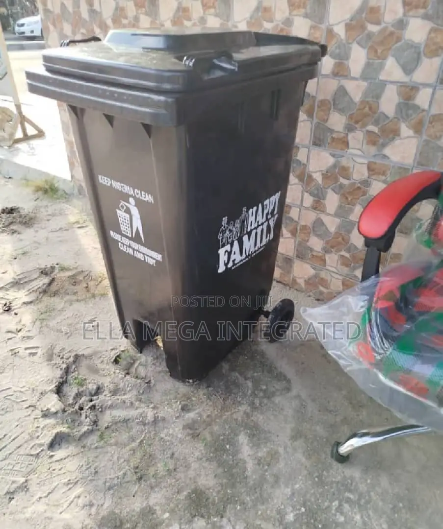 Industrial Waste Bin With Tyres 240 Litres Happy Family.