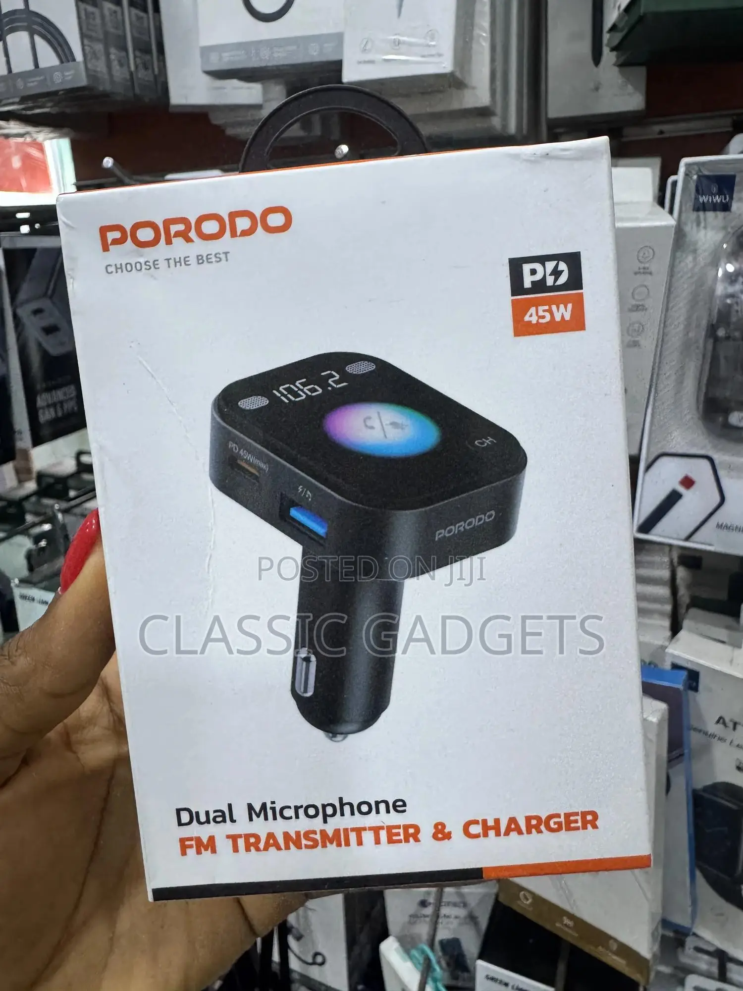 Porodo Dual Microphone Fm Transmitter 45w Pd Car Charger