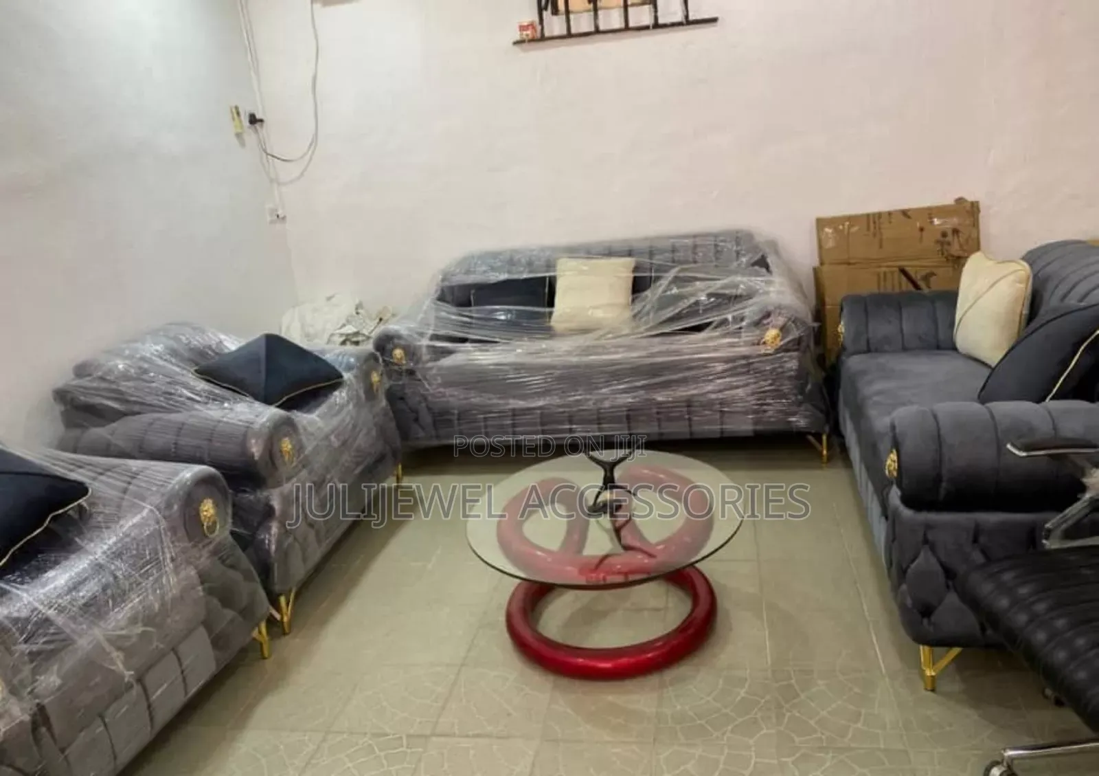 Foreign Classic Grey Sofa Chair Set 5 Seater,