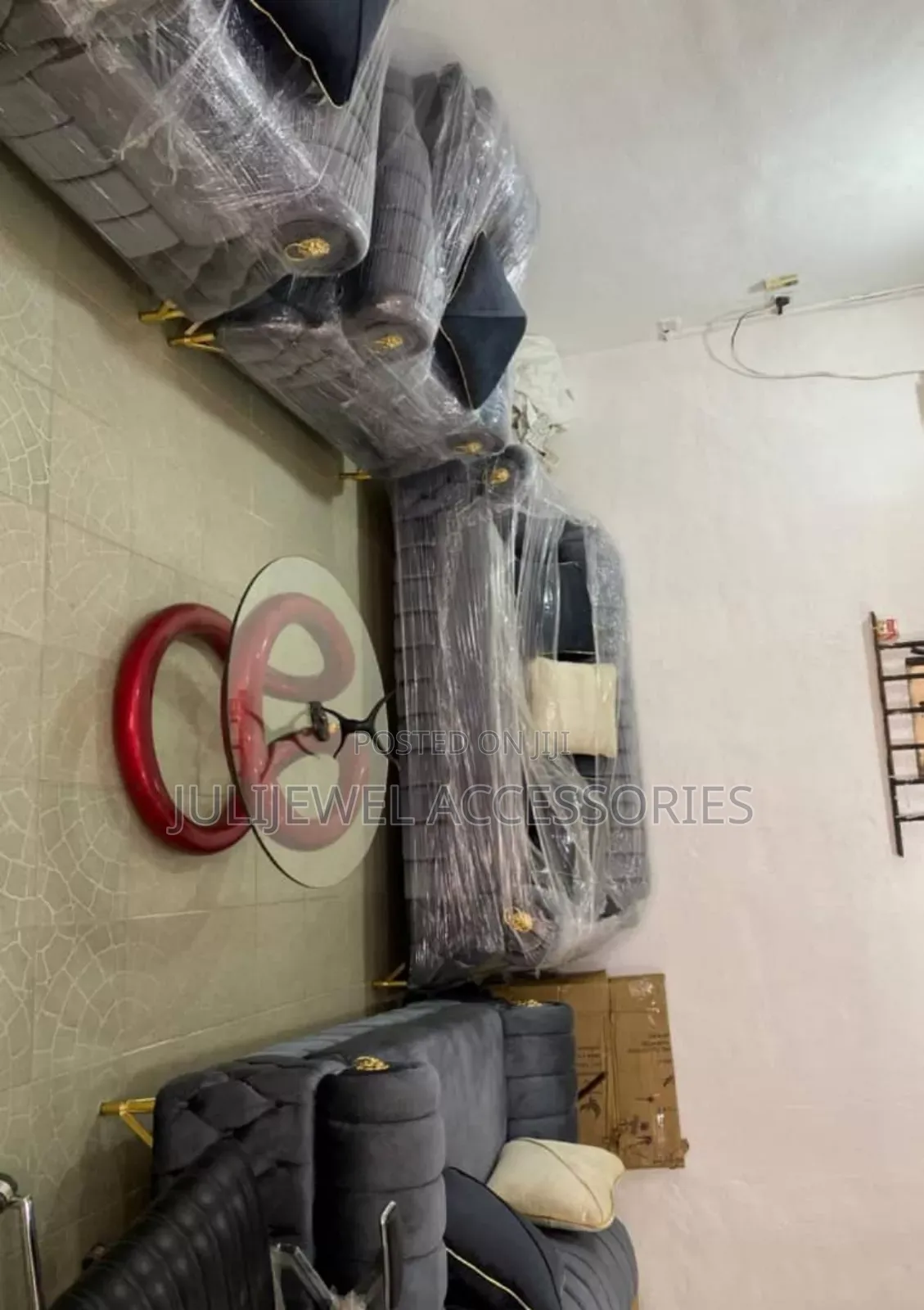Foreign Classic Grey Sofa Chair Set 5 Seater,