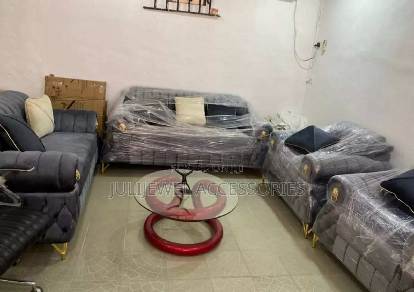 Foreign Classic Grey Sofa Chair Set 5 Seater,