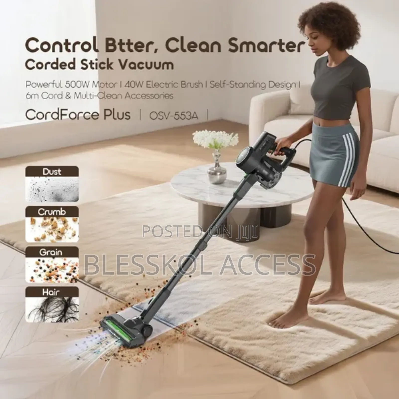 Oraimo Cordforce Plus Corded Stick Vacuum 500w Motor