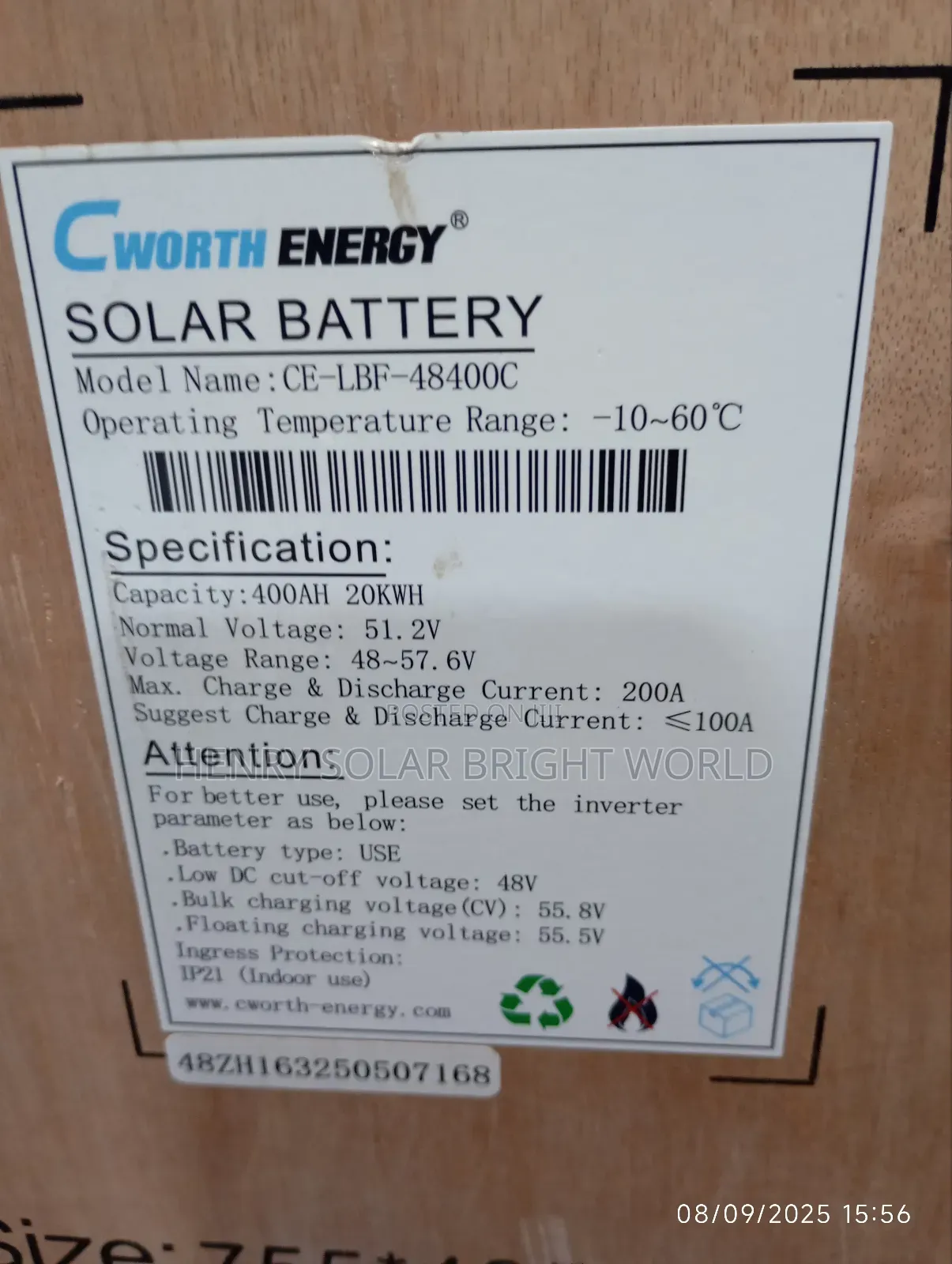 Cworth 20kwh 51.2v Lithium Battery