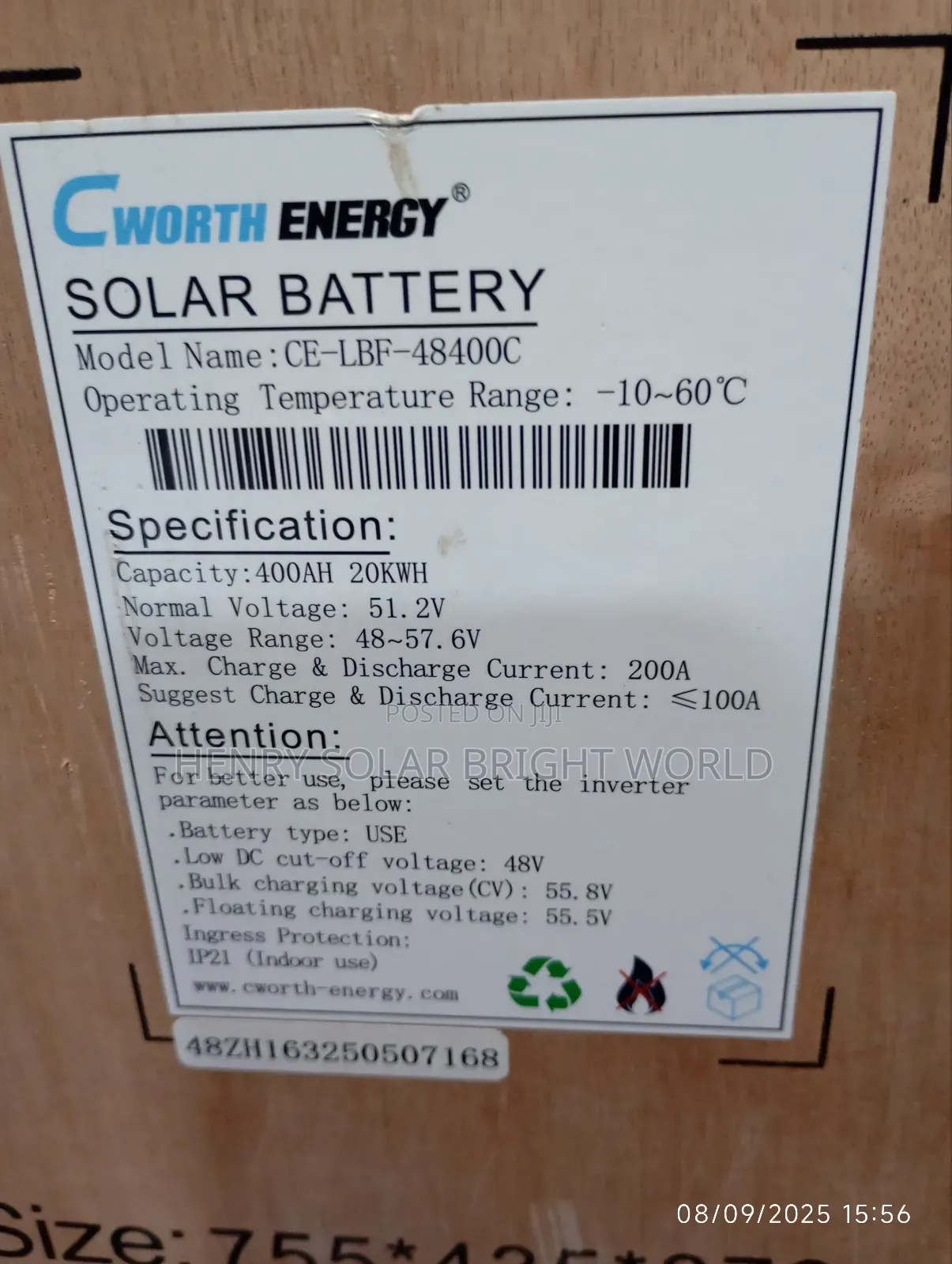 Cworth 20kwh 51.2v Lithium Battery