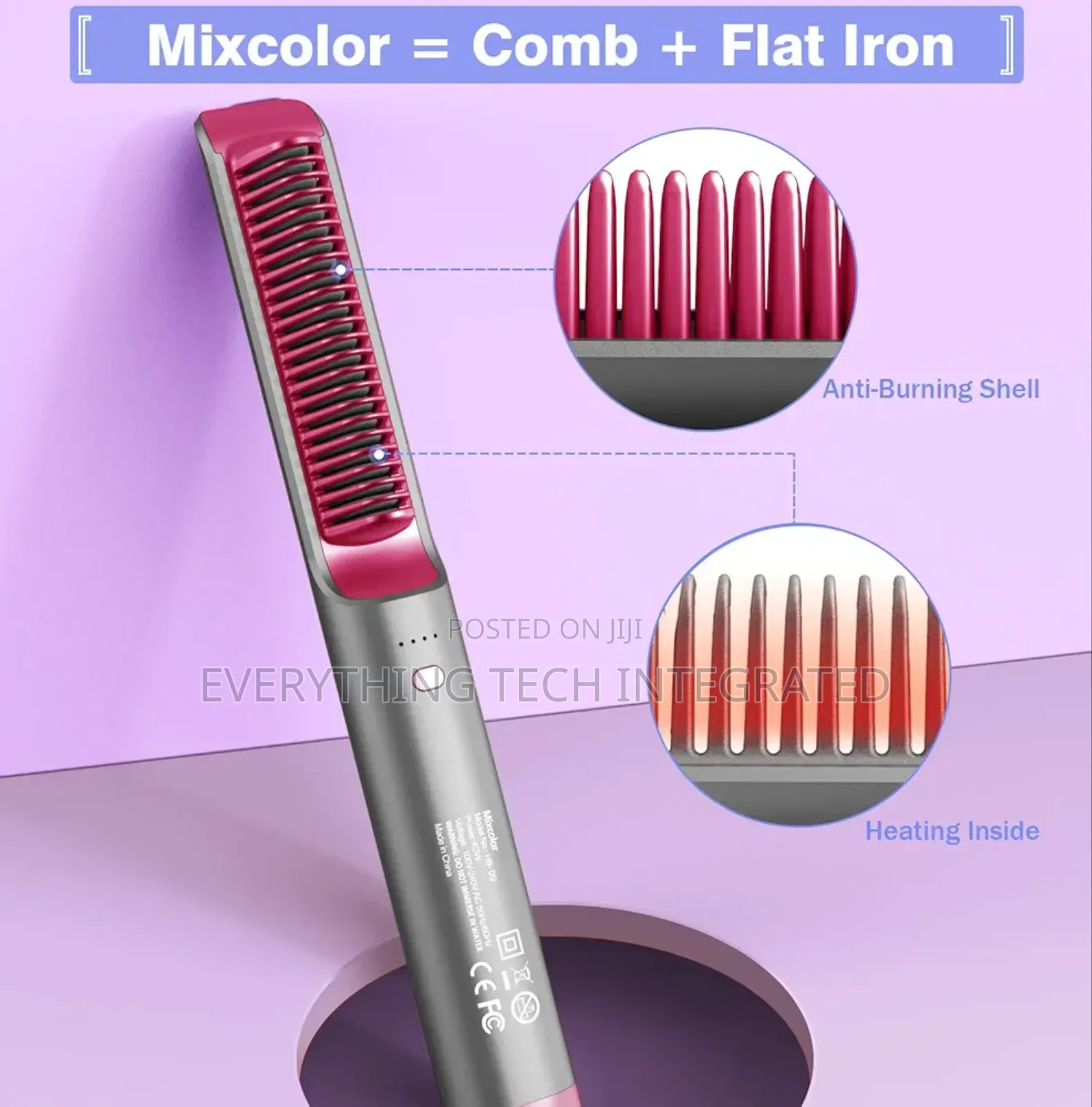 Mixcolor Hair Straightener Brush, Hair Straightening Iron