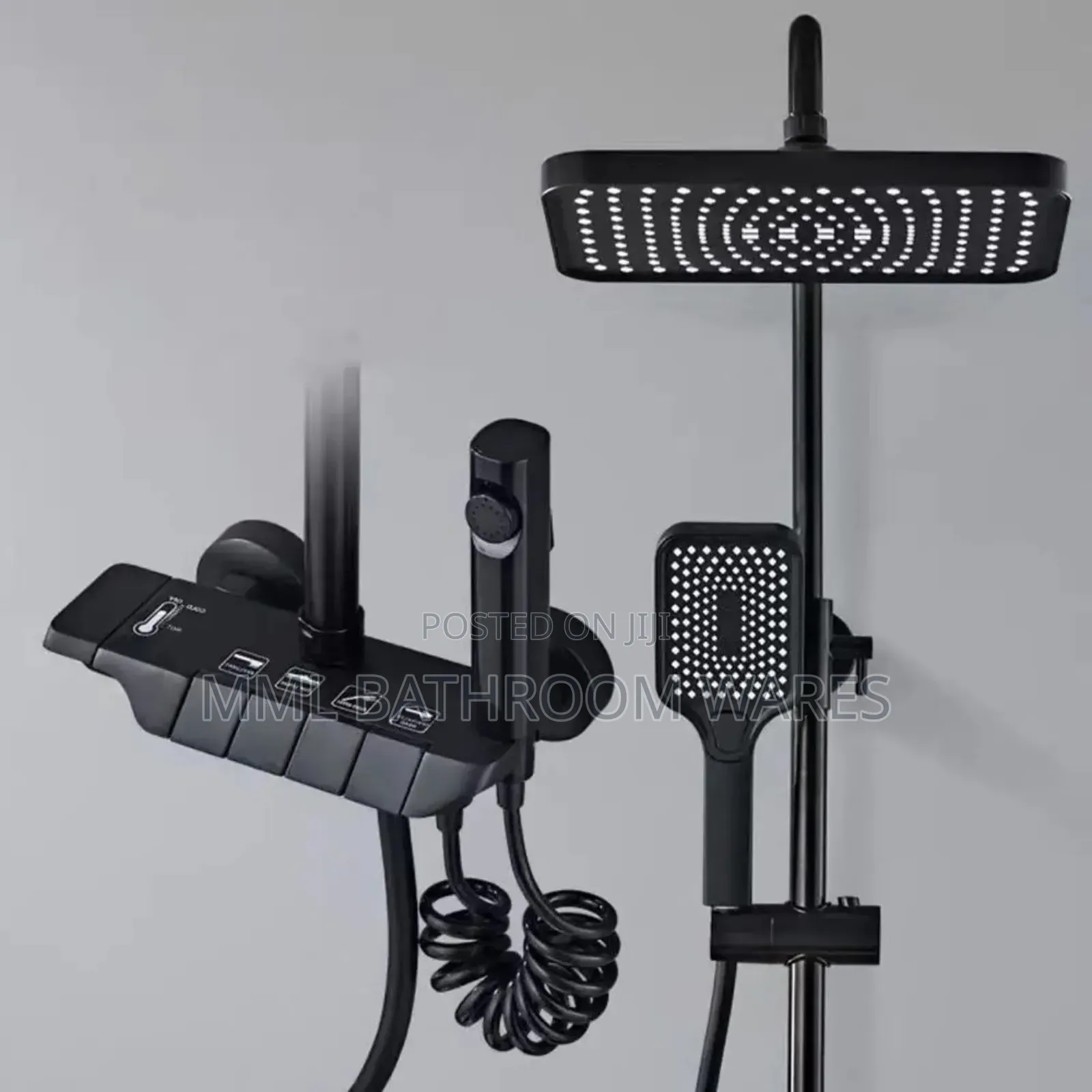 Black Piano Button Modern Shower Mixer Set