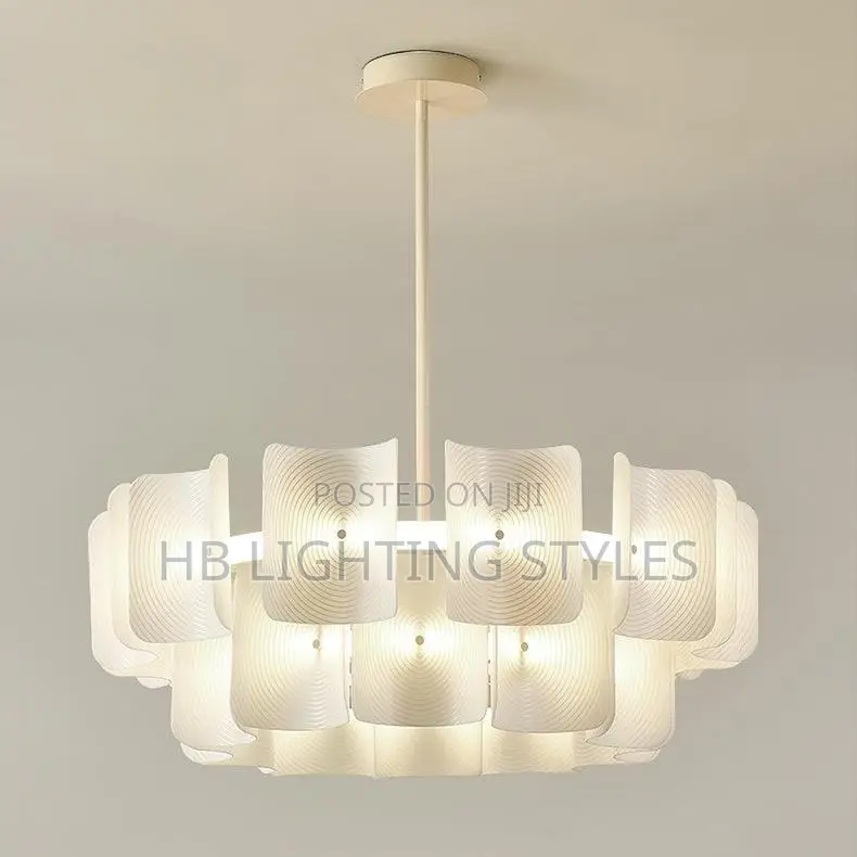White Large Chandelier Minimalist Wabi Sabi Acrylic Lamp