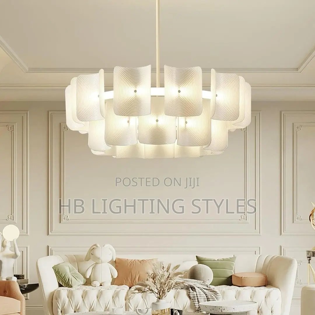 White Large Chandelier Minimalist Wabi Sabi Acrylic Lamp