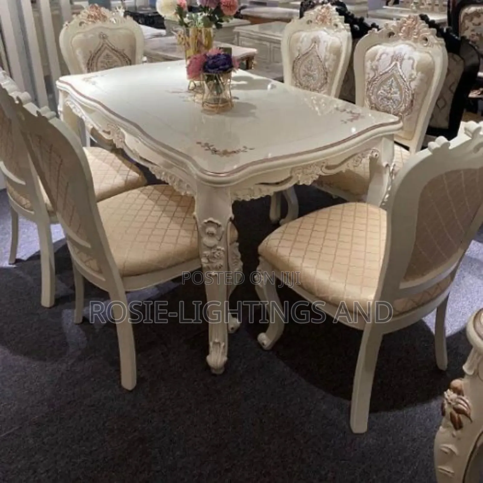 Royal Dinning Set of Table and 6 Chairs - Beige