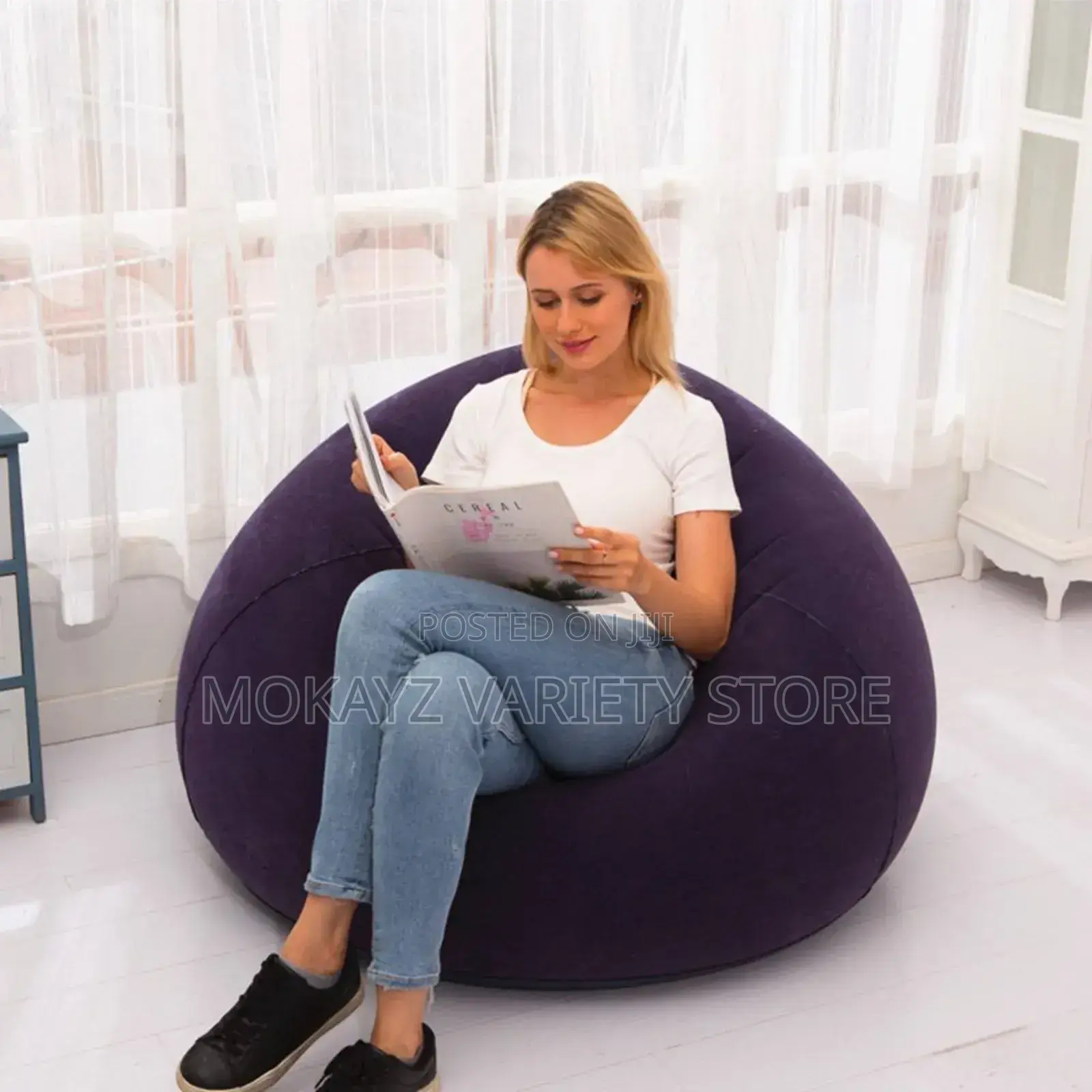 1pc Inflatable Bean Bag Indoor/Outdoor Sofa With Pump - Lounge Chair
