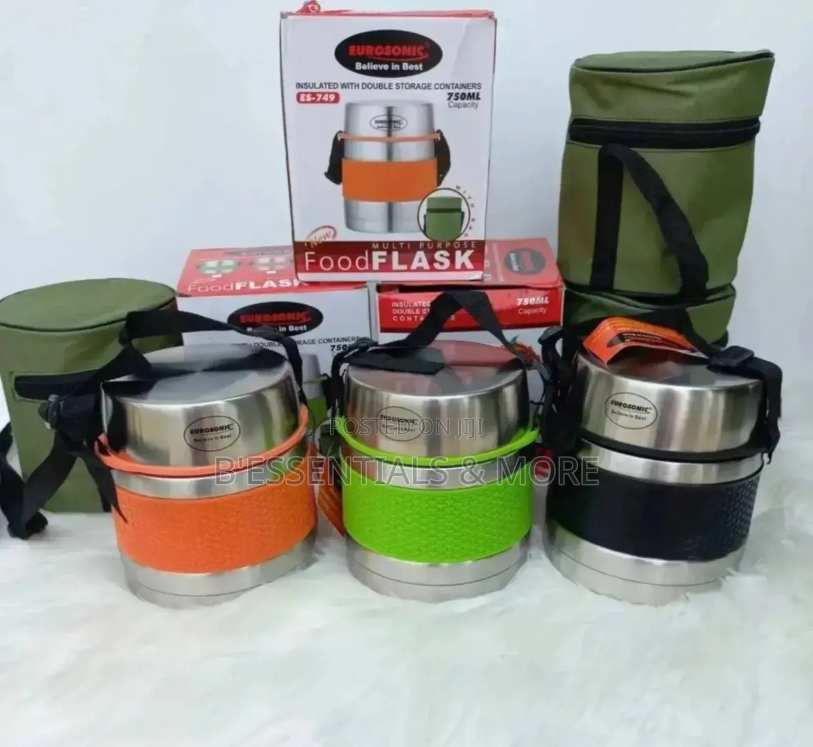 750ml Eurosonic Insulated Food Flask With Bag