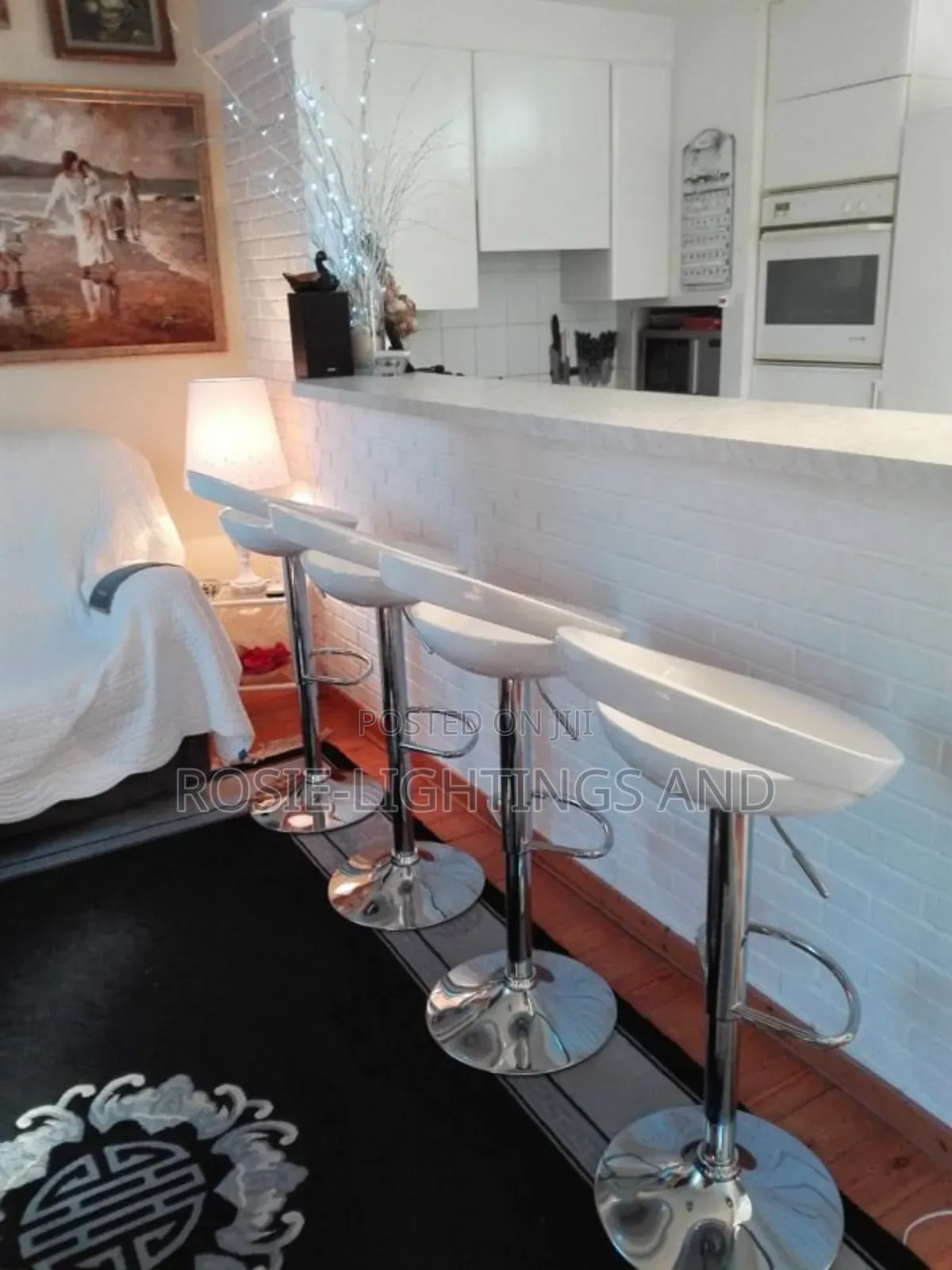 Abs Adjustable Swivel Bar Stools (White) -Set of 4