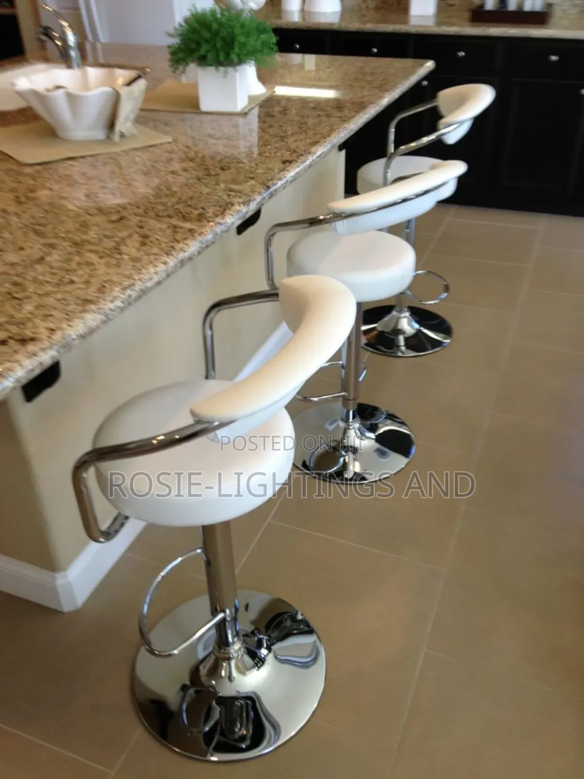 Elegant Bar Stools With Arm and Back Rest(Set of 3)White