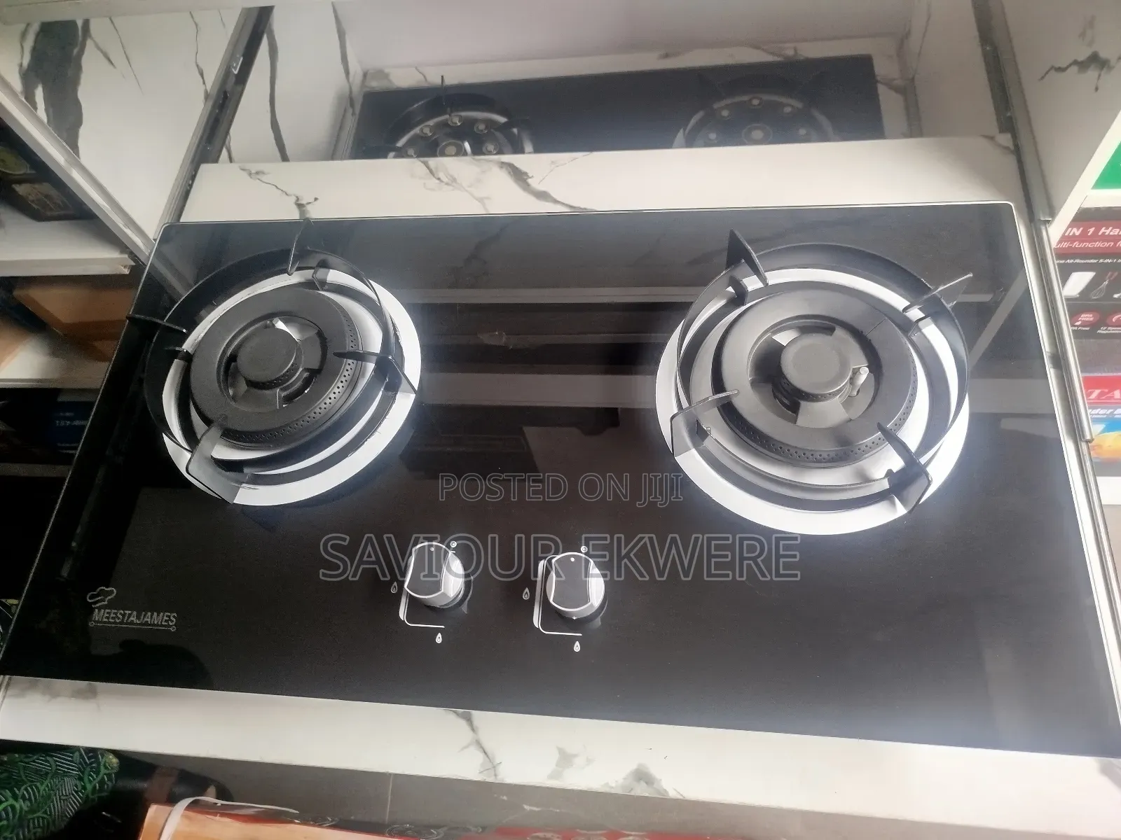 2 Gas Burner Glass Top in-Built Table Top
