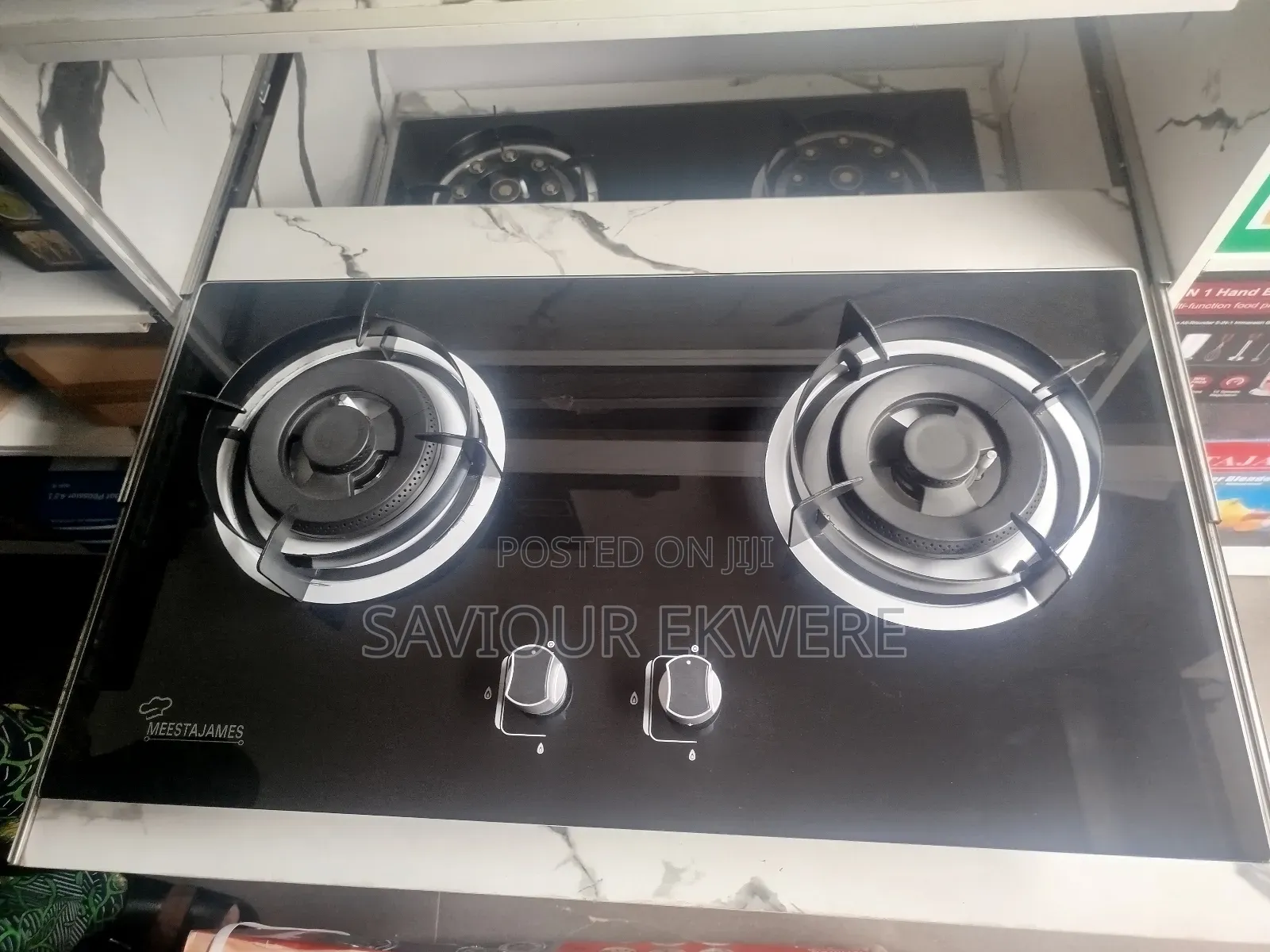 2 Gas Burner Glass Top in-Built Table Top