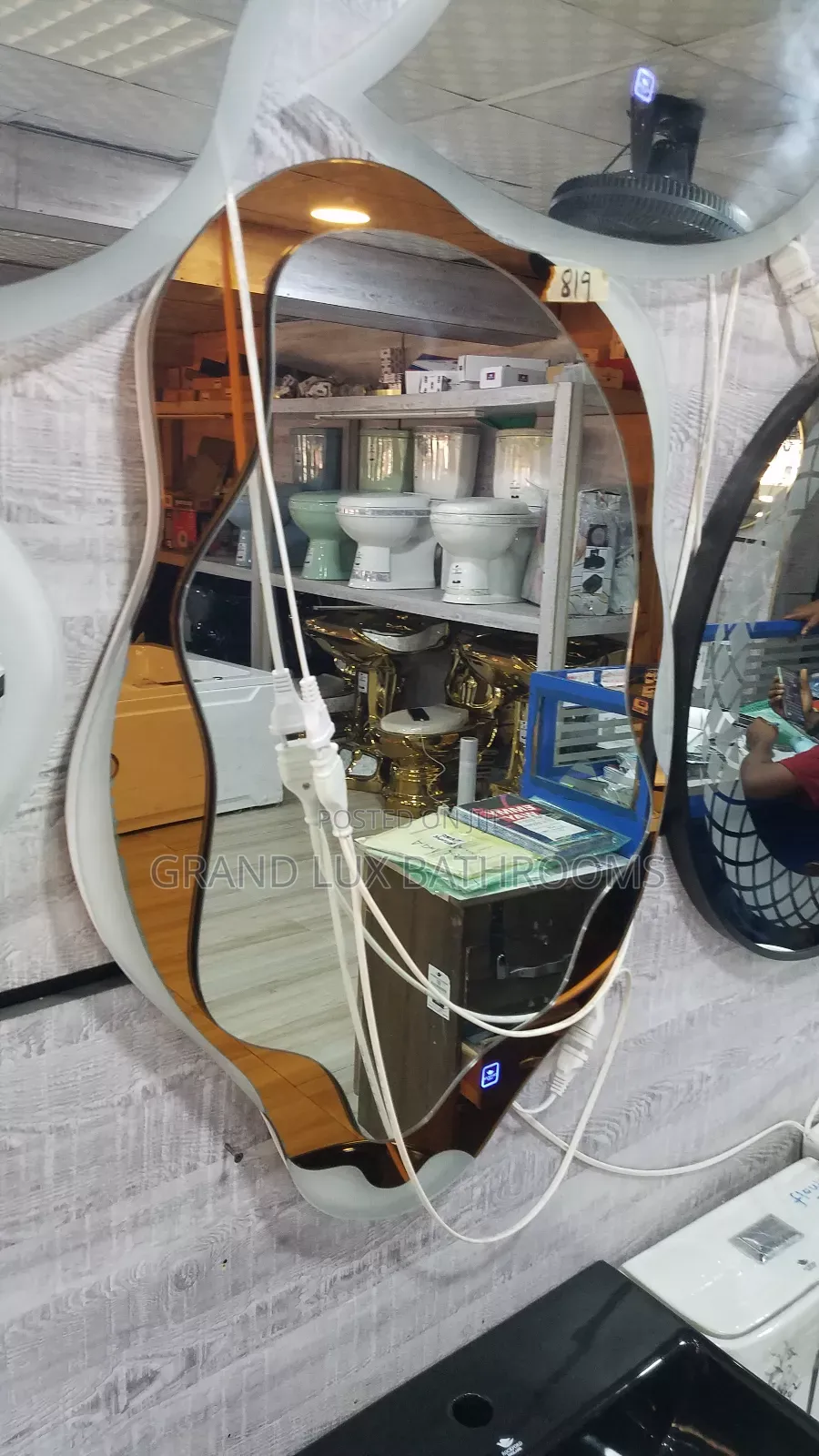 Gold Frame Modern Led Backlit Decorative Wall Mirror