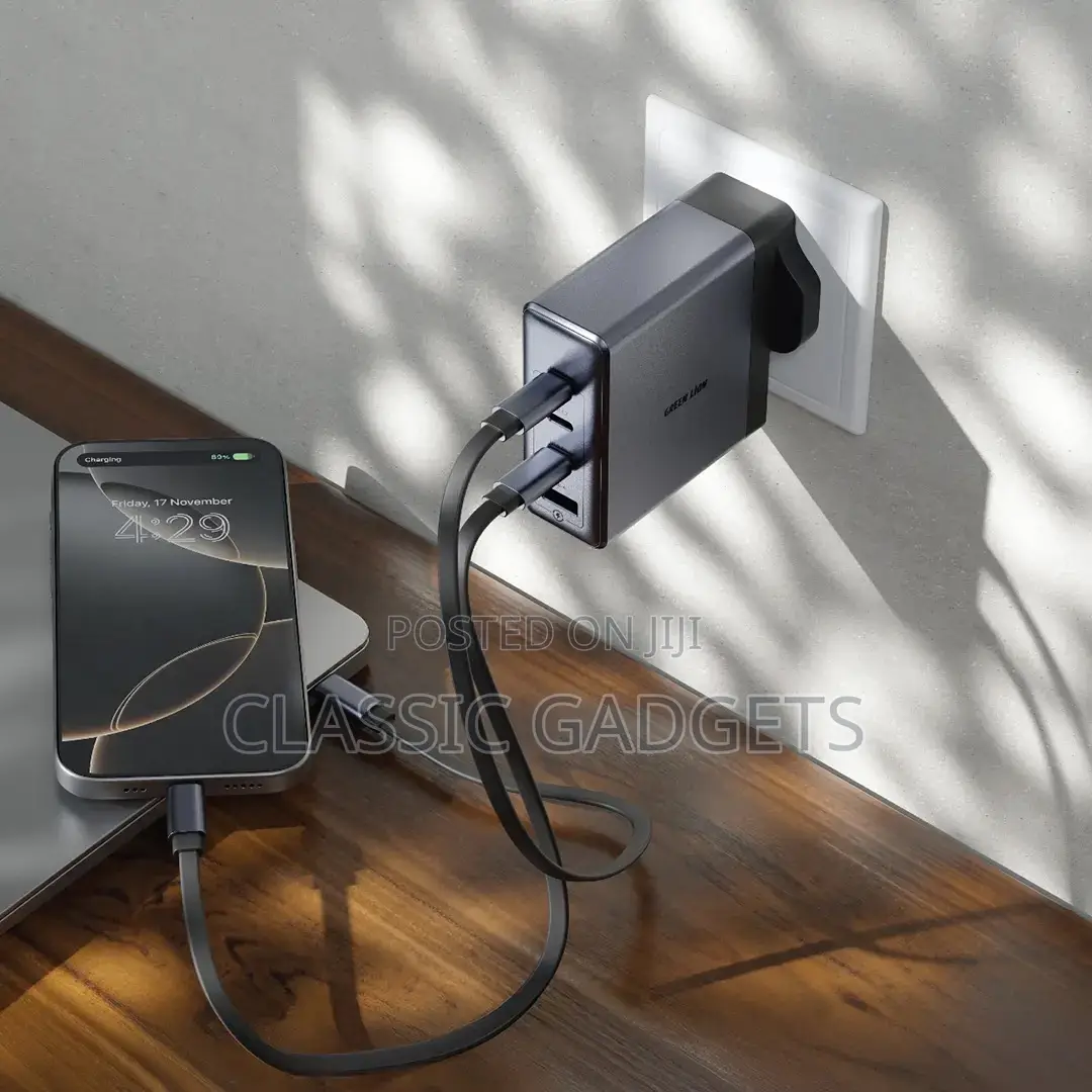 Green Lion Gan Premium Uk Plug Wall Charger 140w - Gray